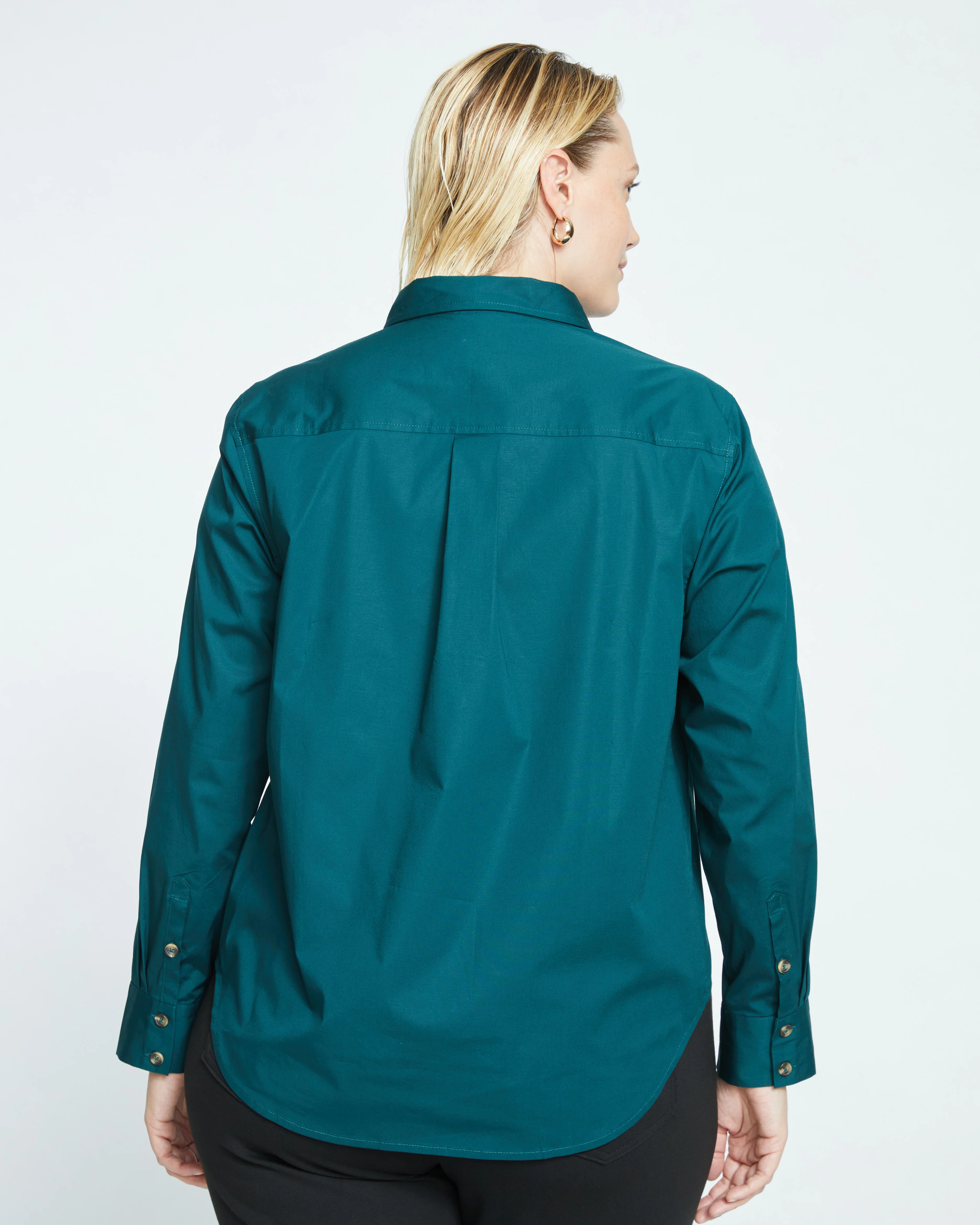 Elbe Stretch Poplin Shirt Classic Fit - Forest Green - Image 5