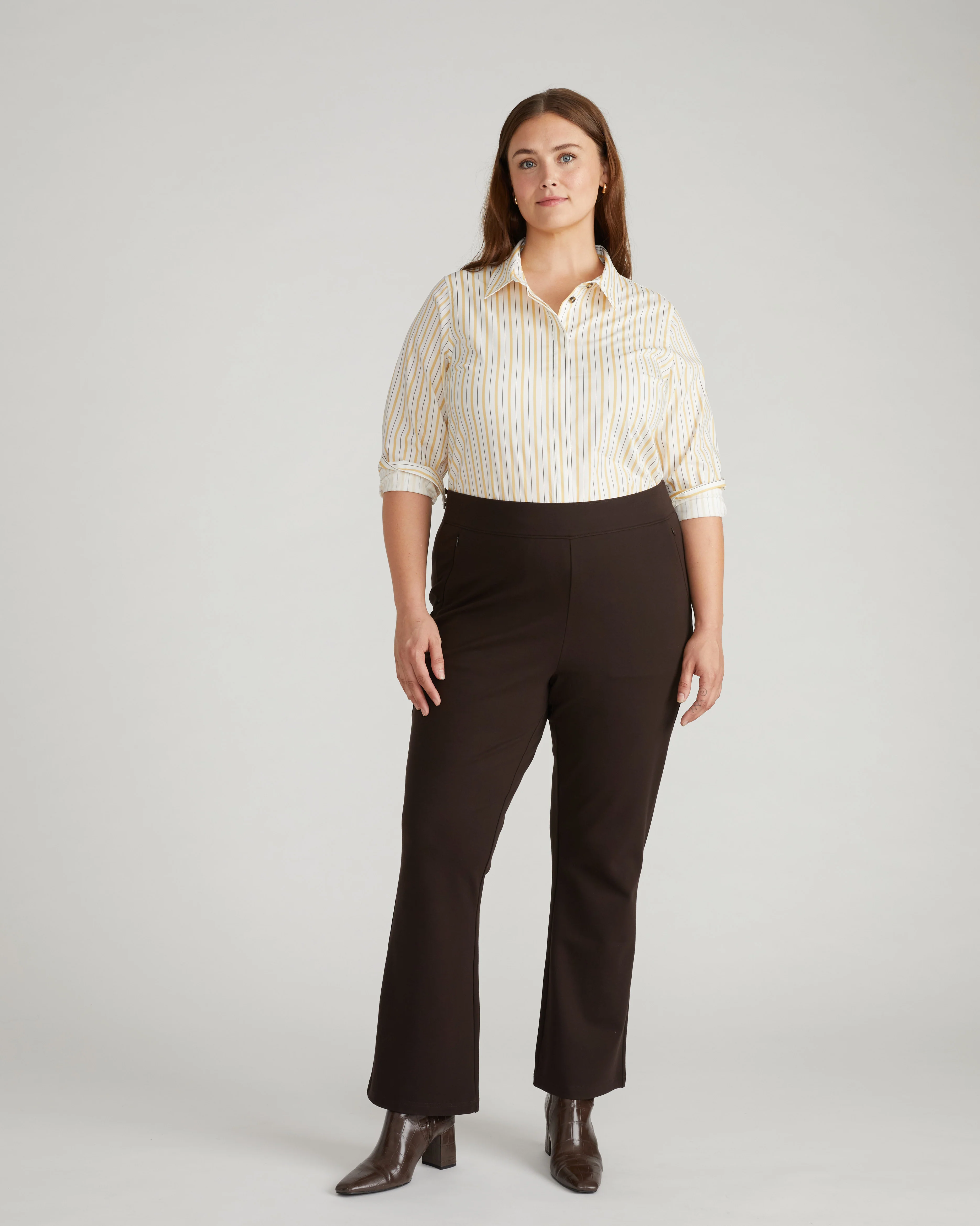 Elbe Stretch Poplin Shirt Classic Fit - Yellow Multi Stripe - Image 2