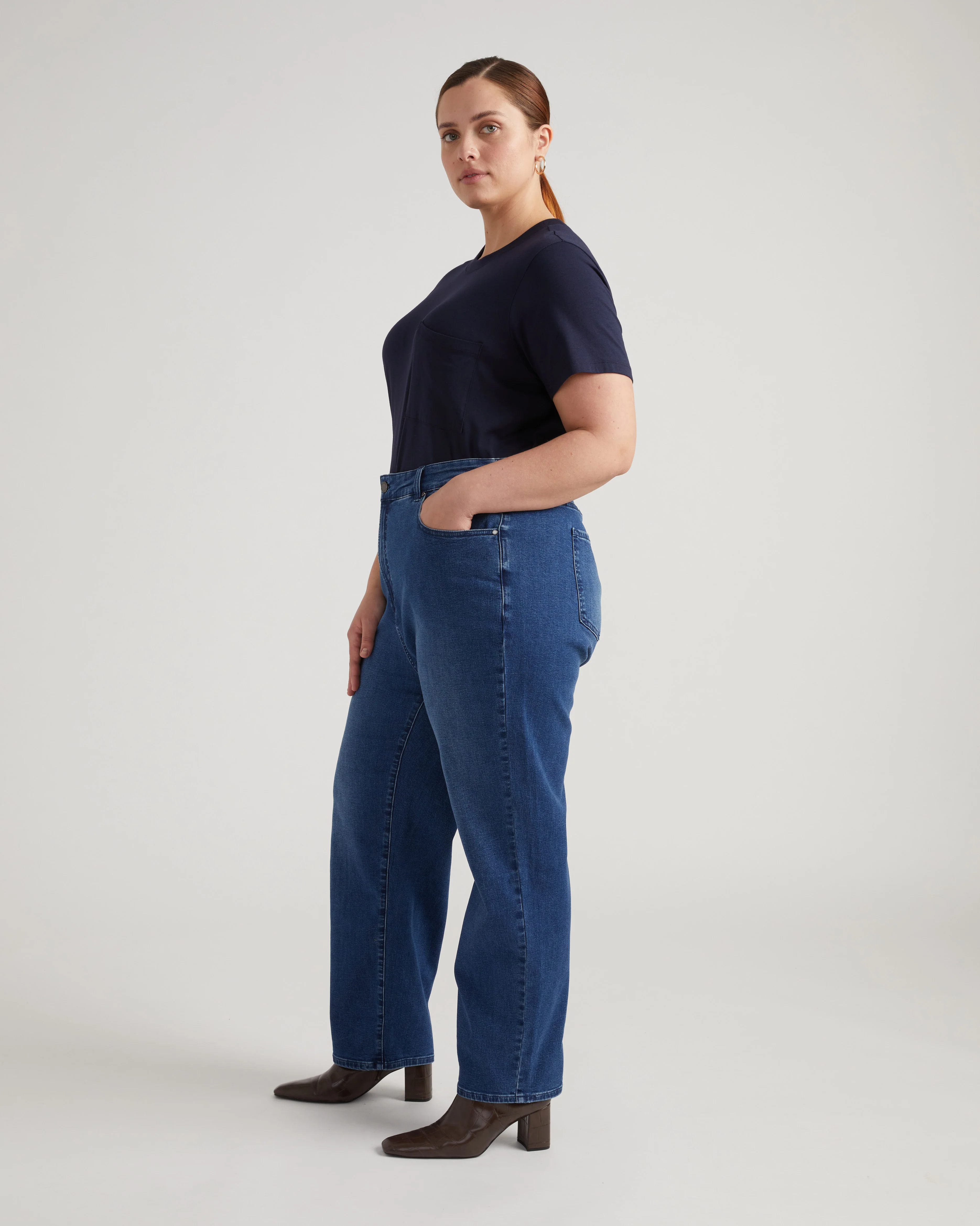 Ella High Rise Straight Leg Jeans - True Blue - Image 2