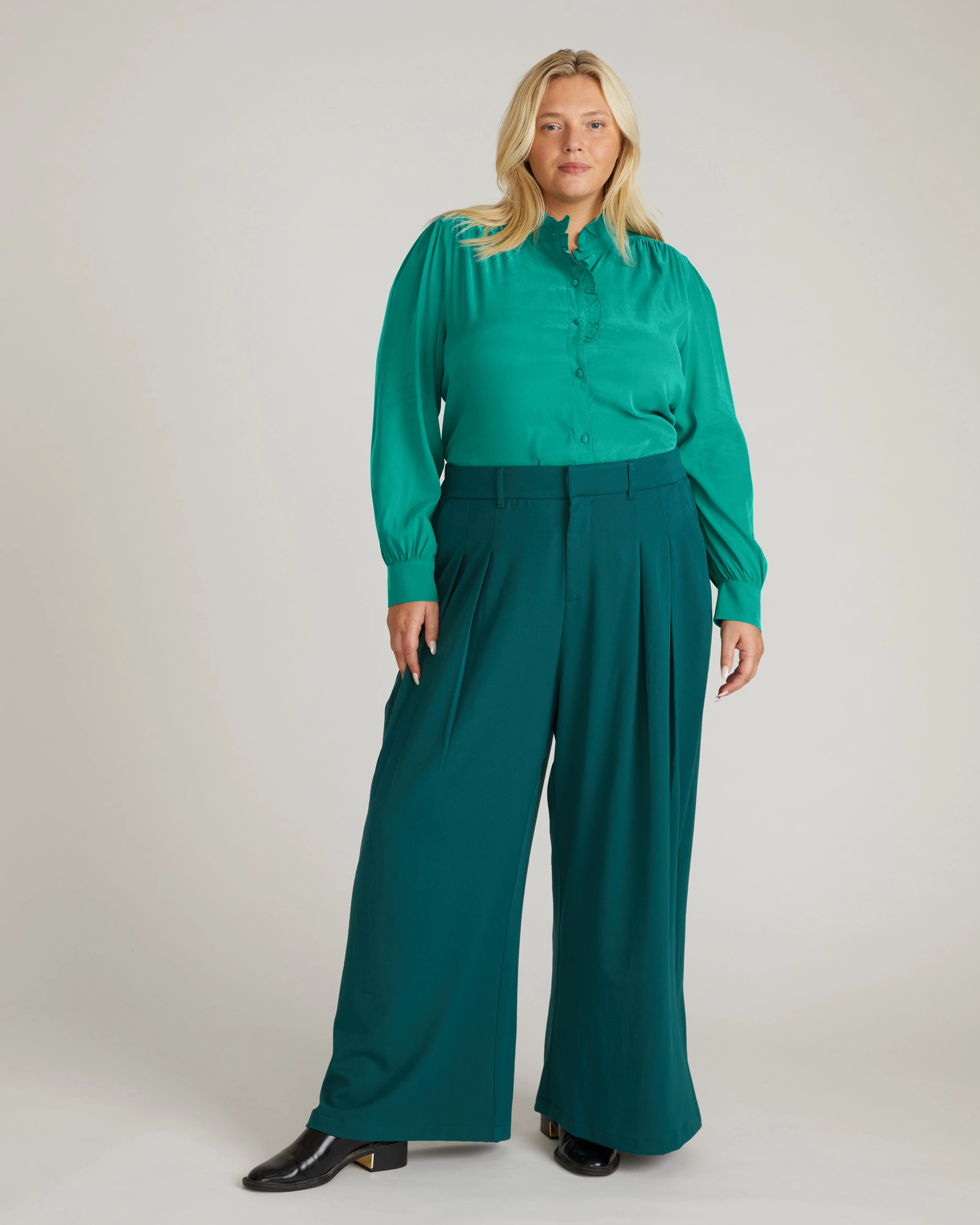 Endora Stretch Cupro Blouse - Green Tourmaline - Image 4