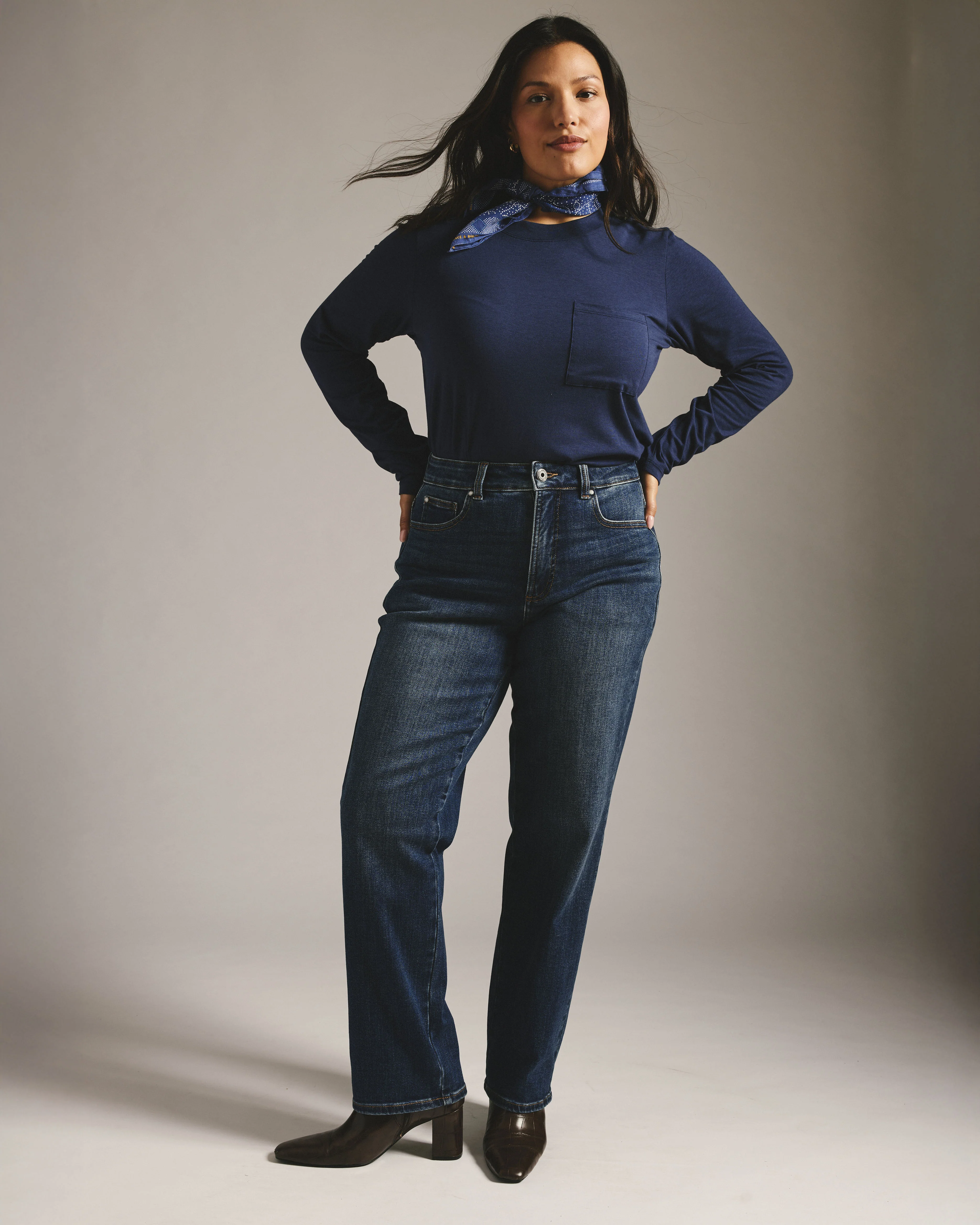 Etta High Rise Straight Leg Jeans 31 Inch - Saint Lawrence Blue - Image 3