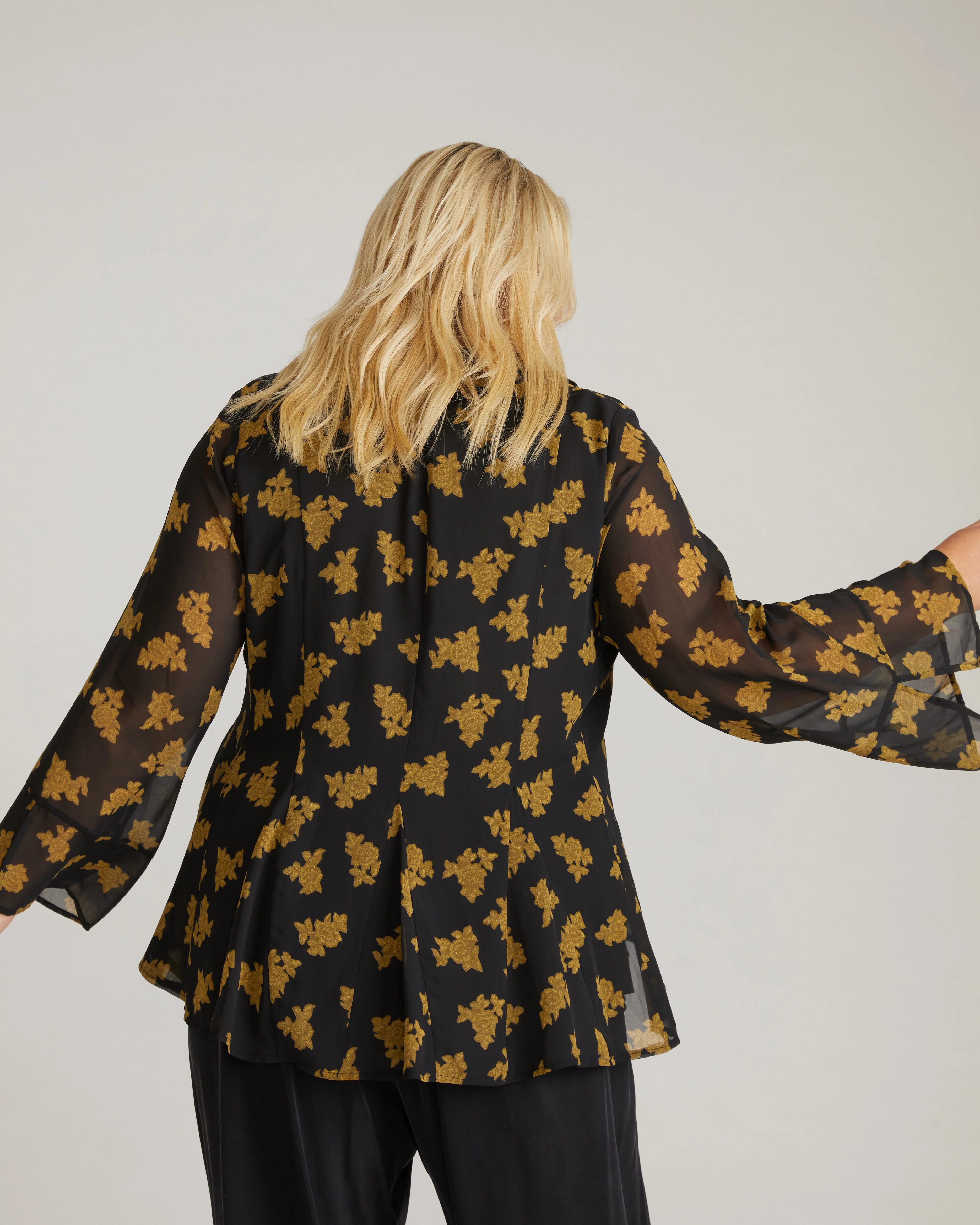 Evie Chiffon Blouse - Gold Heirloom Print - Image 7