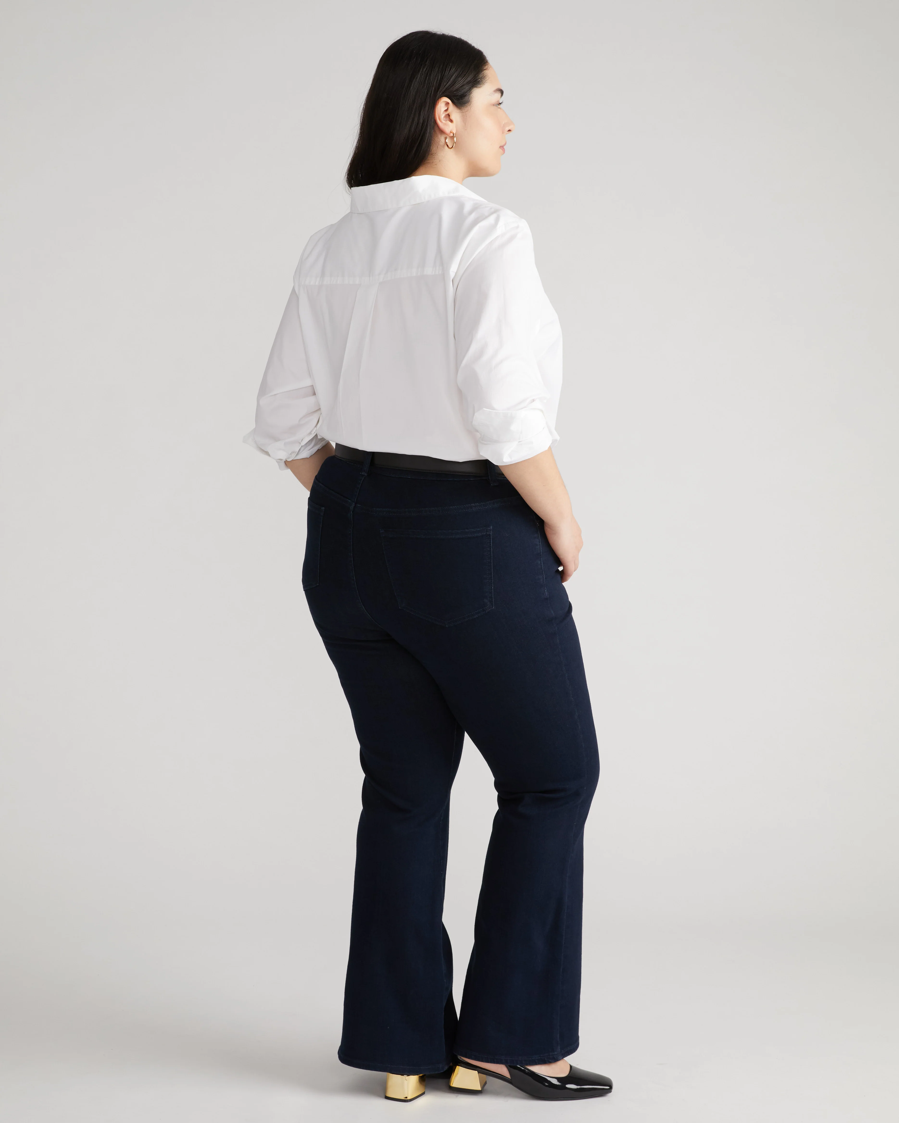 Farrah High Rise Flared Jeans - Dark Indigo - Image 3