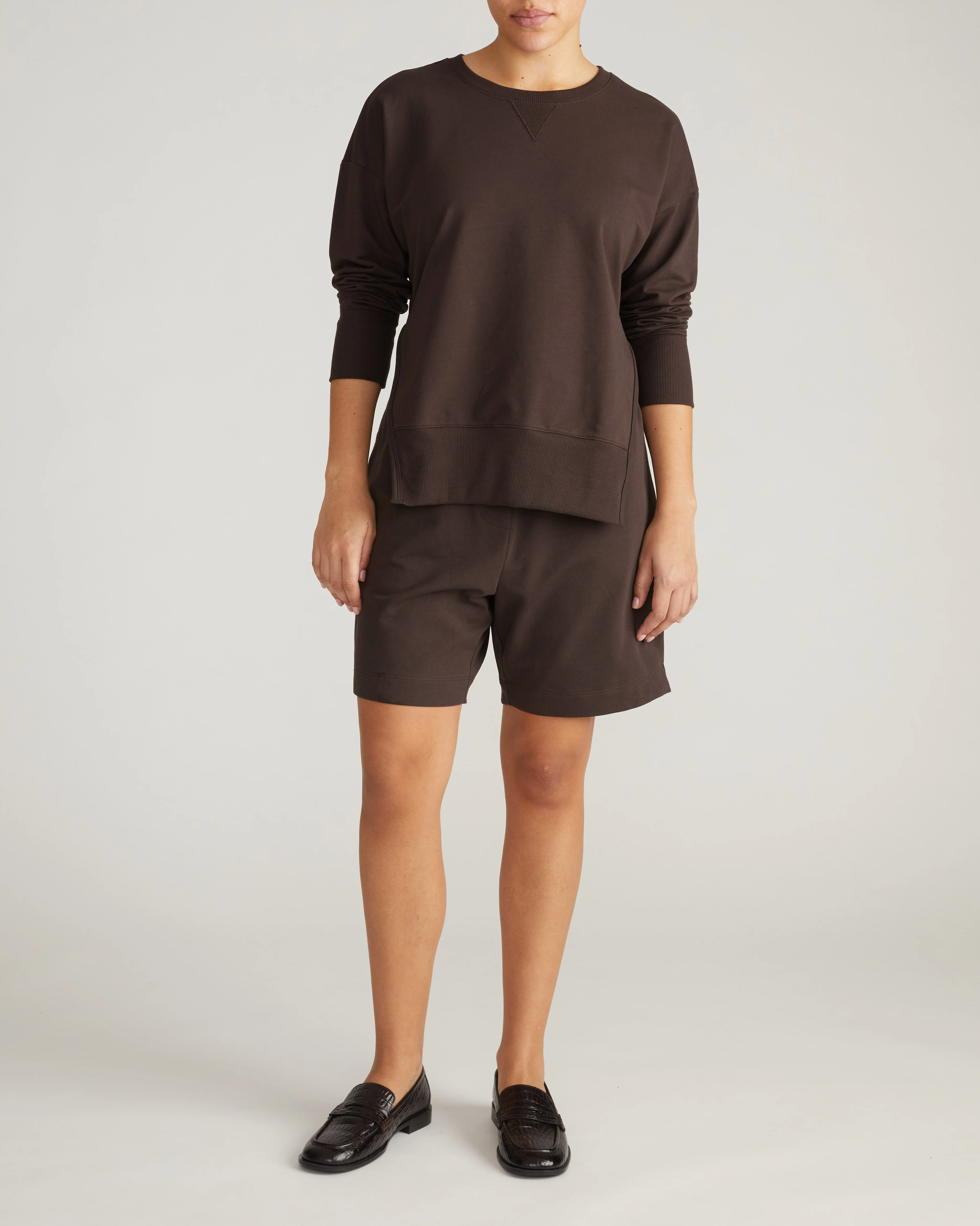 Fiona Side Slit Sweatshirt - Deep Brown - Image 5