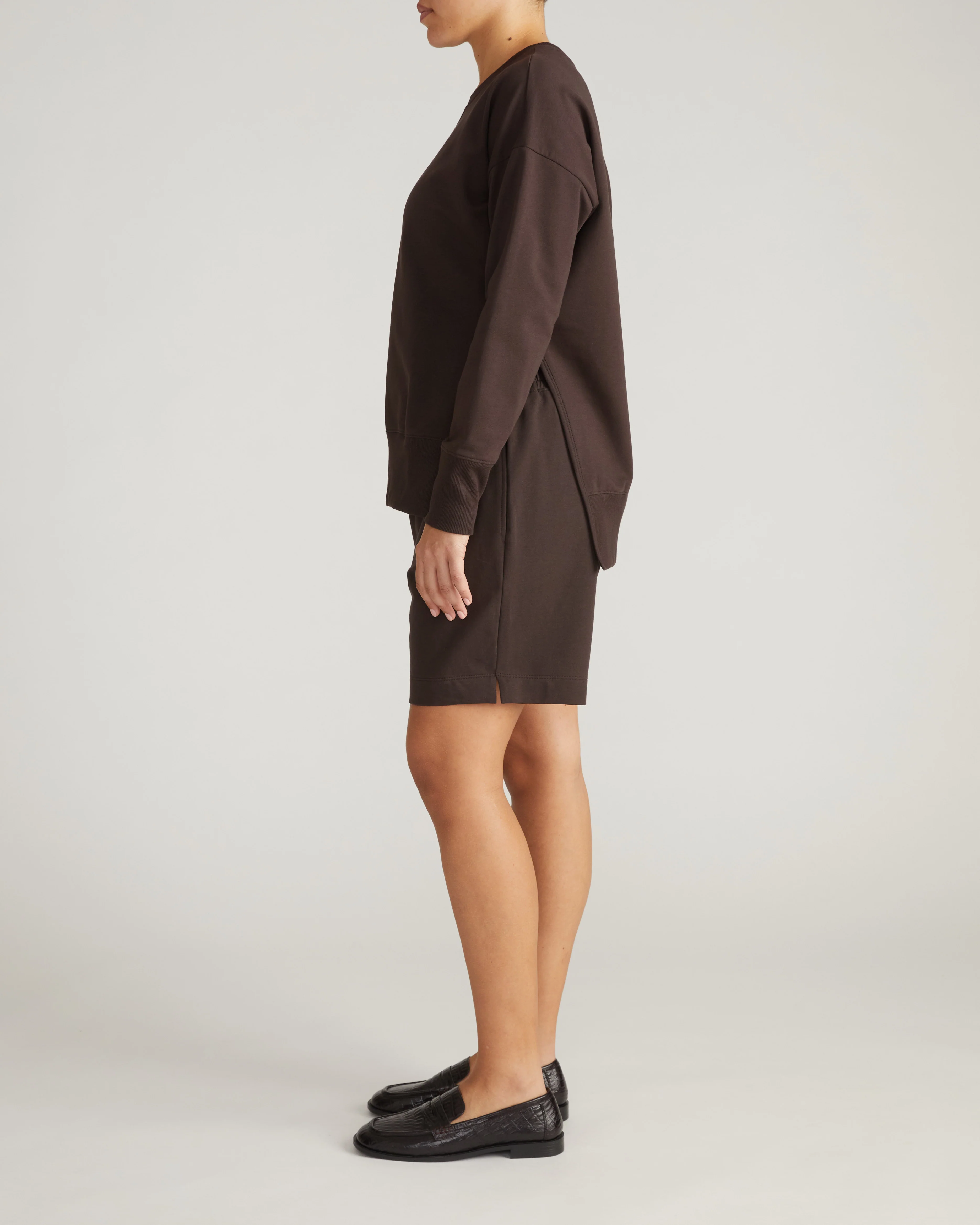 Fiona Side Slit Sweatshirt - Deep Brown - Image 6