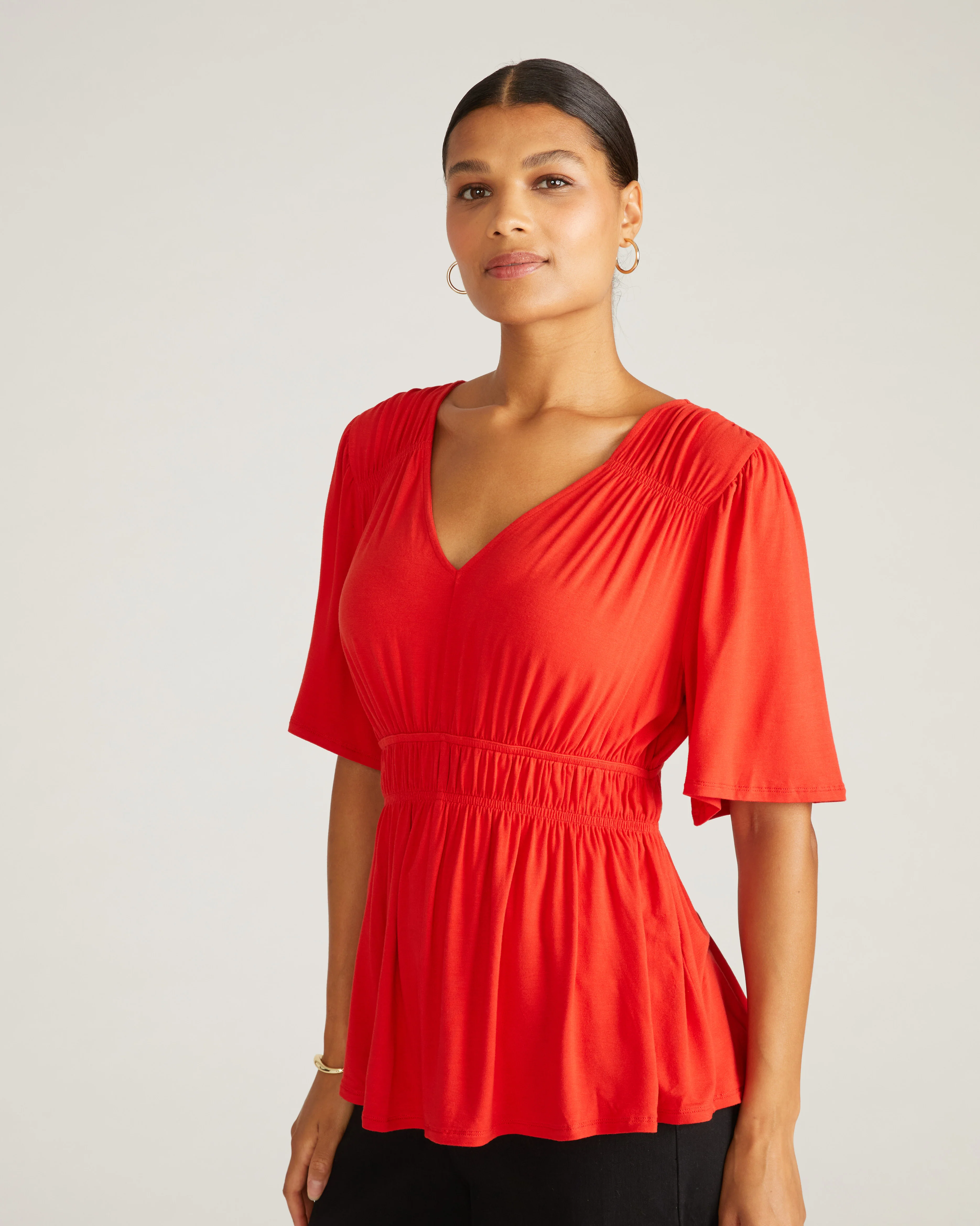 Flora Liquid Jersey Top - Lipstick - Image 4