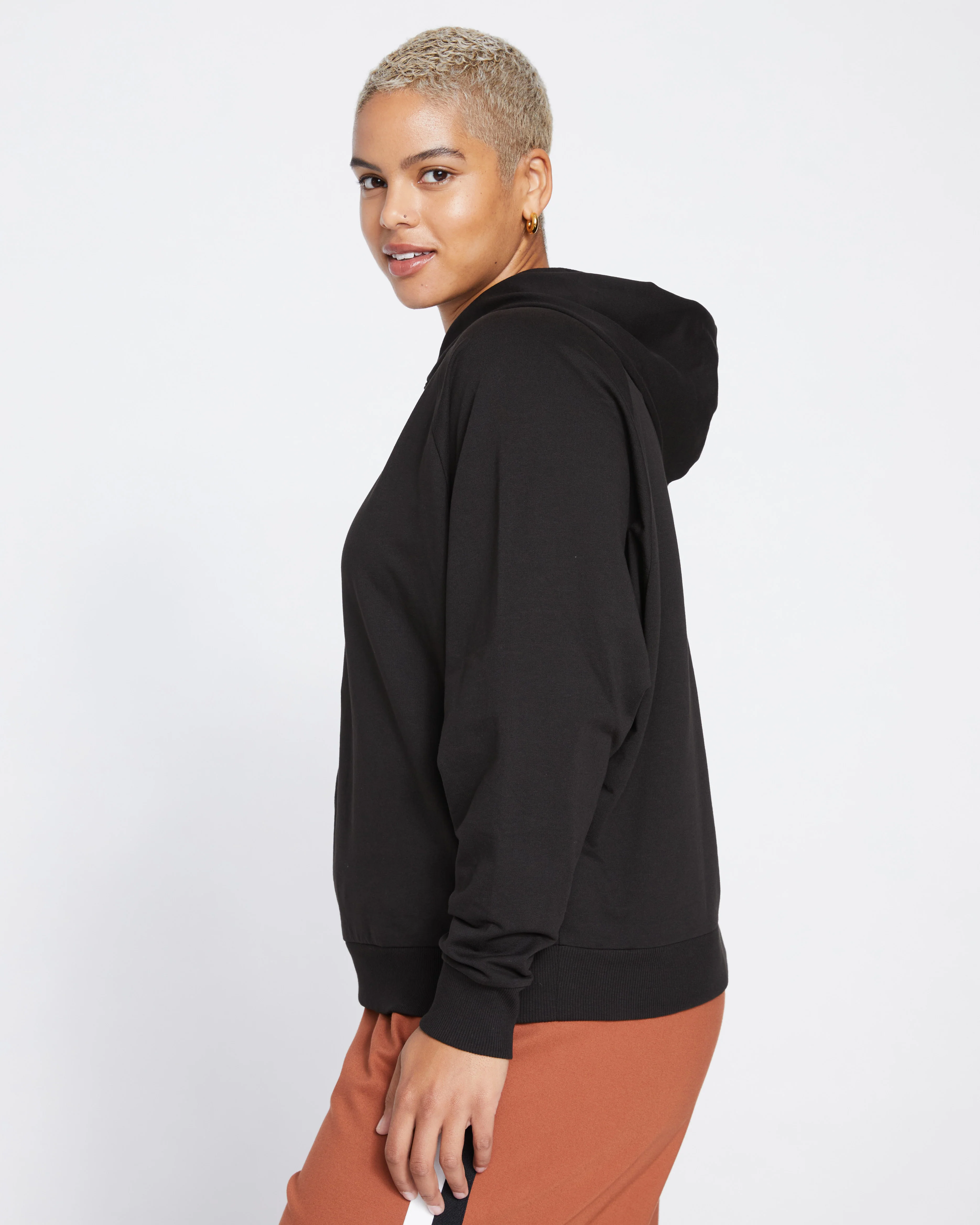 French Terry Pullover Hoodie - Black - Image 3