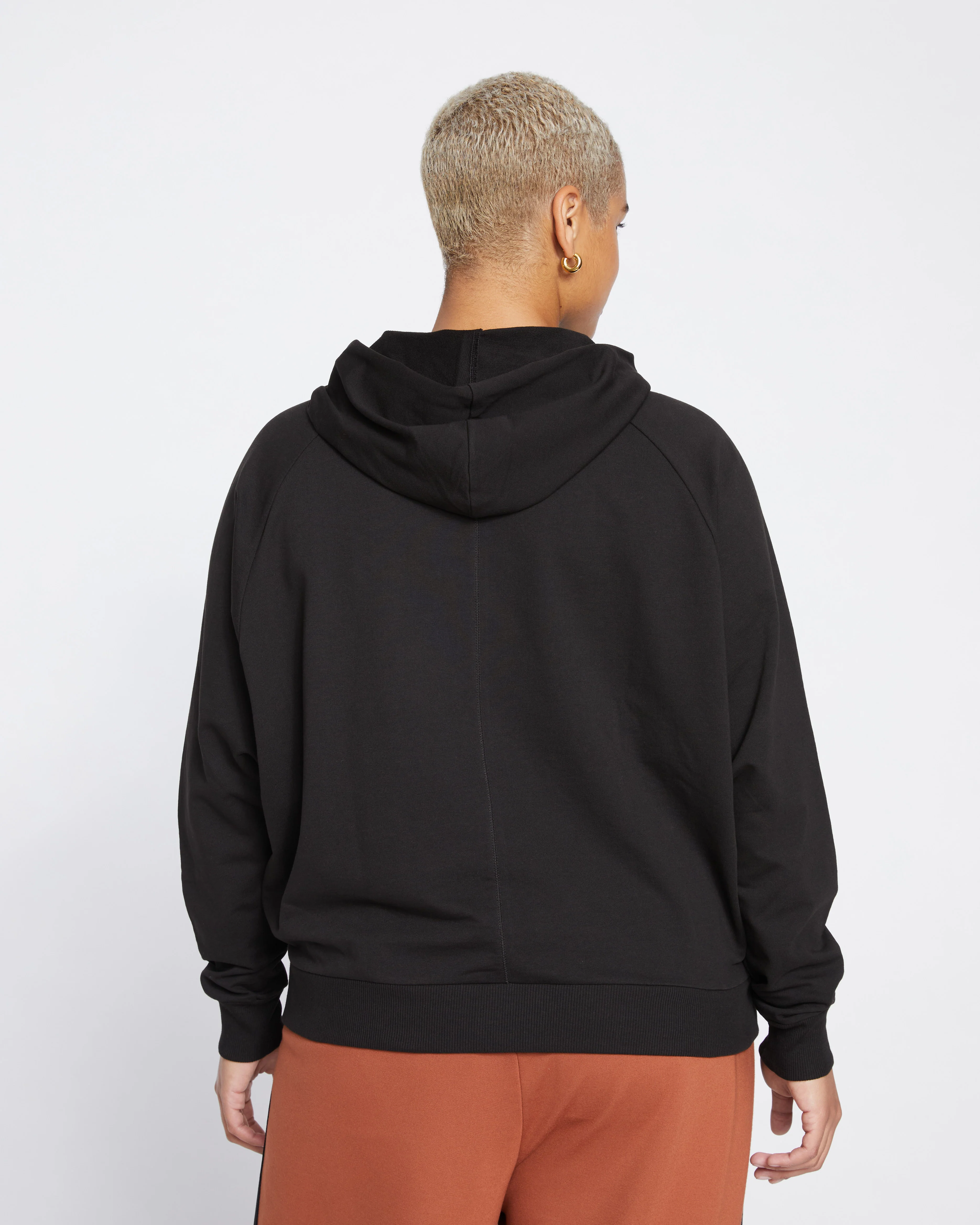 French Terry Pullover Hoodie - Black - Image 4