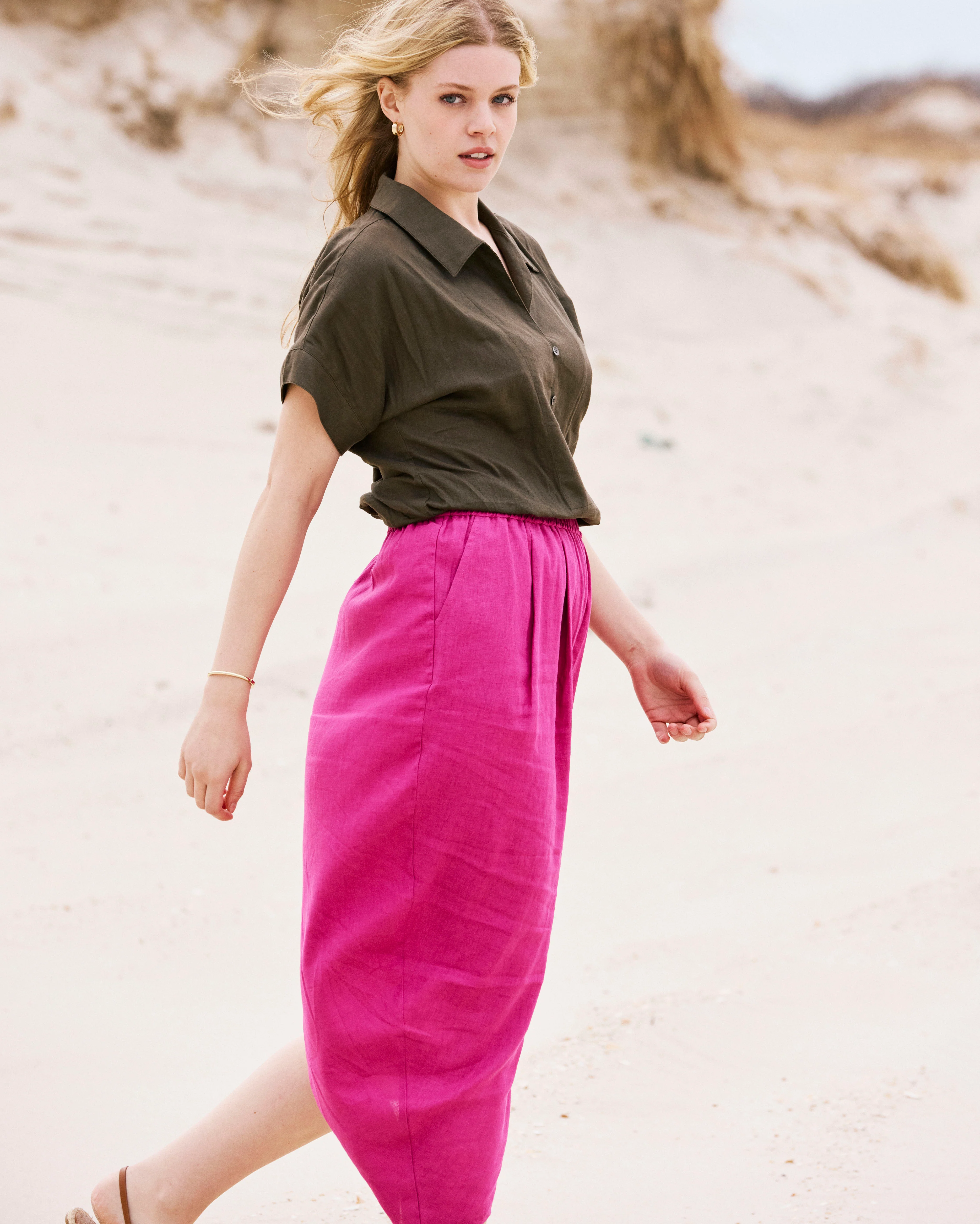 Geneva Linen Skirt - Hyper Pink - Image 4
