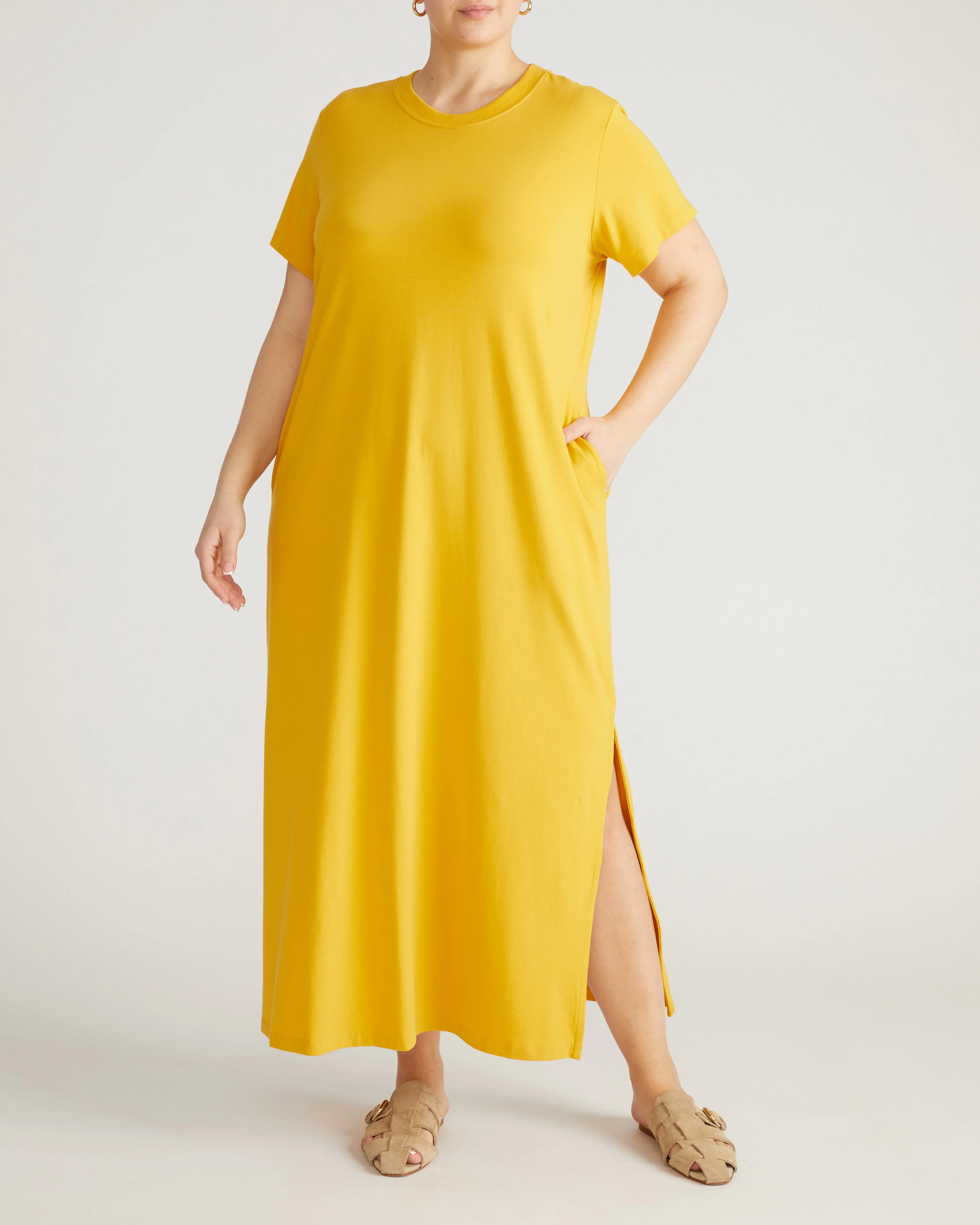 Halie Maxi T-Shirt Dress - Goldenrod - Image 5