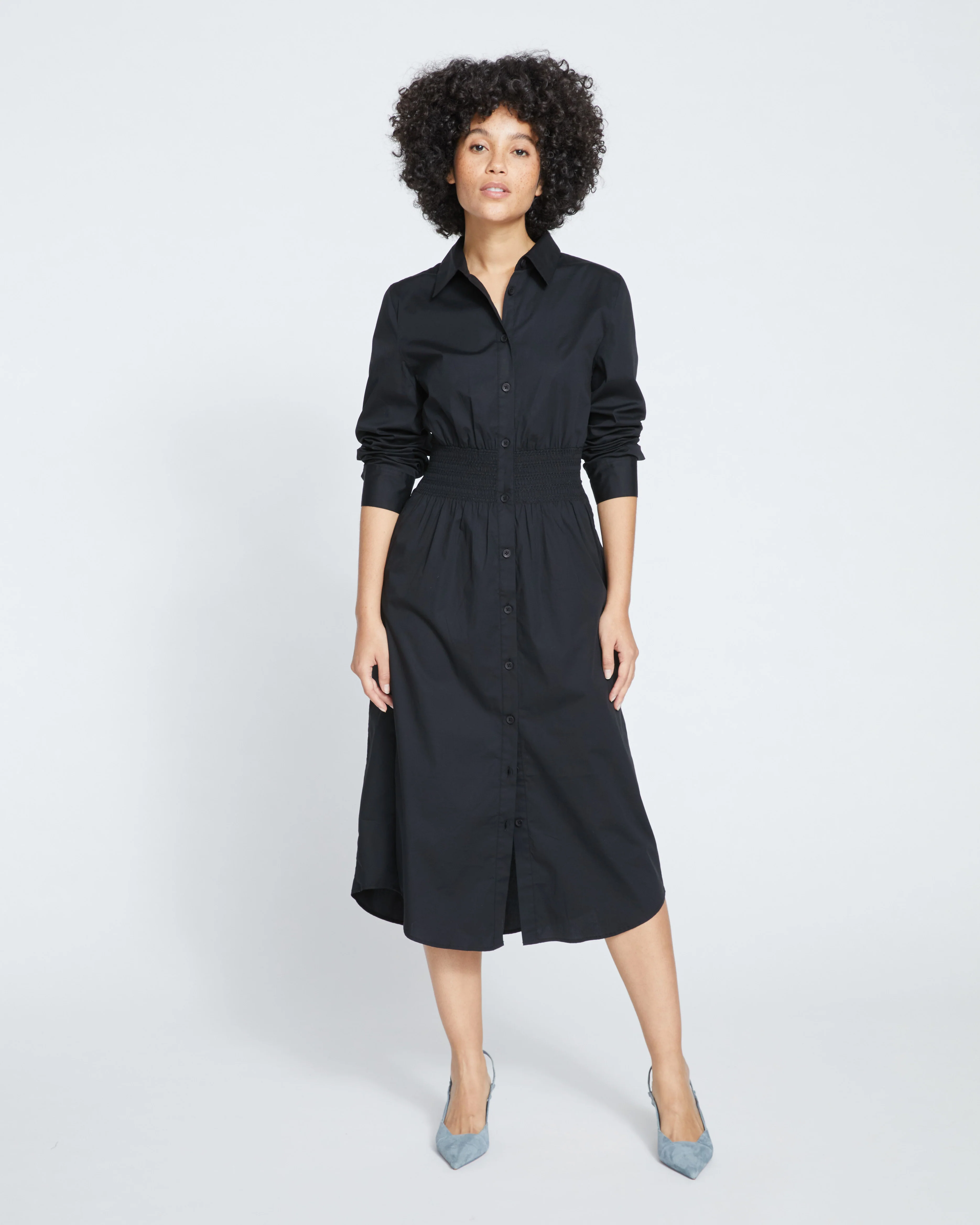 Hamptons Smocked Shirtdress - Black - Image 4
