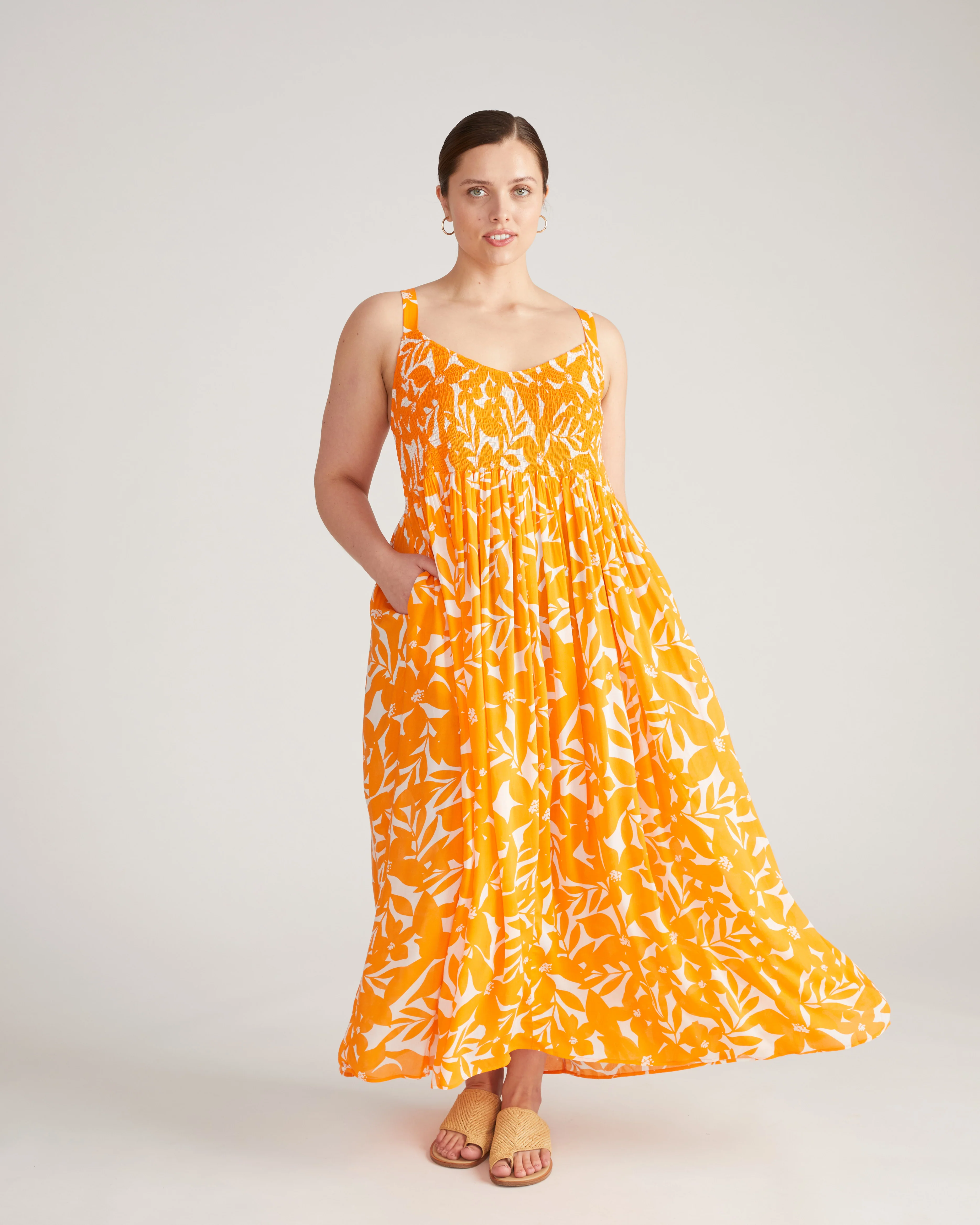 Harmony Voile Dress - Petal Palette Print in Arancia - Image 3