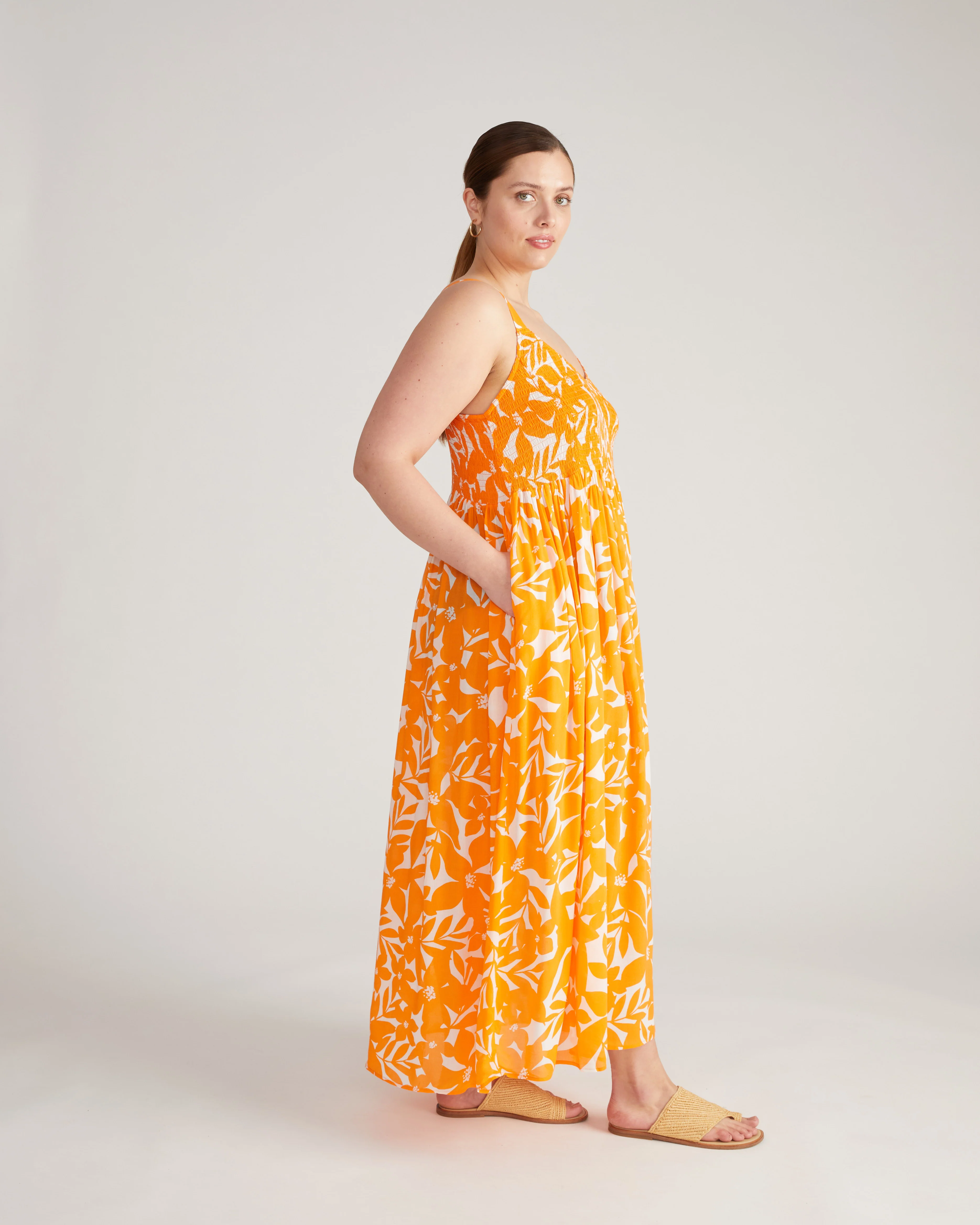 Harmony Voile Dress - Petal Palette Print in Arancia - Image 4