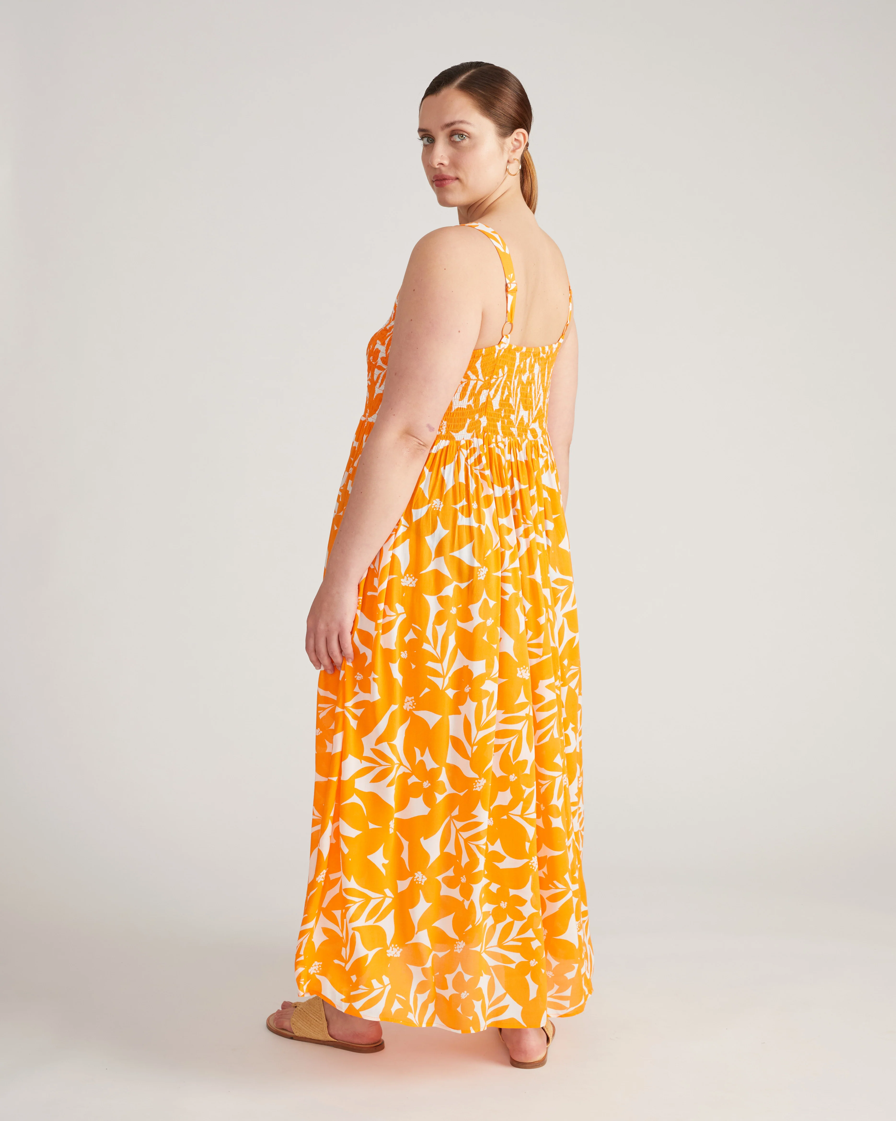Harmony Voile Dress - Petal Palette Print in Arancia - Image 5