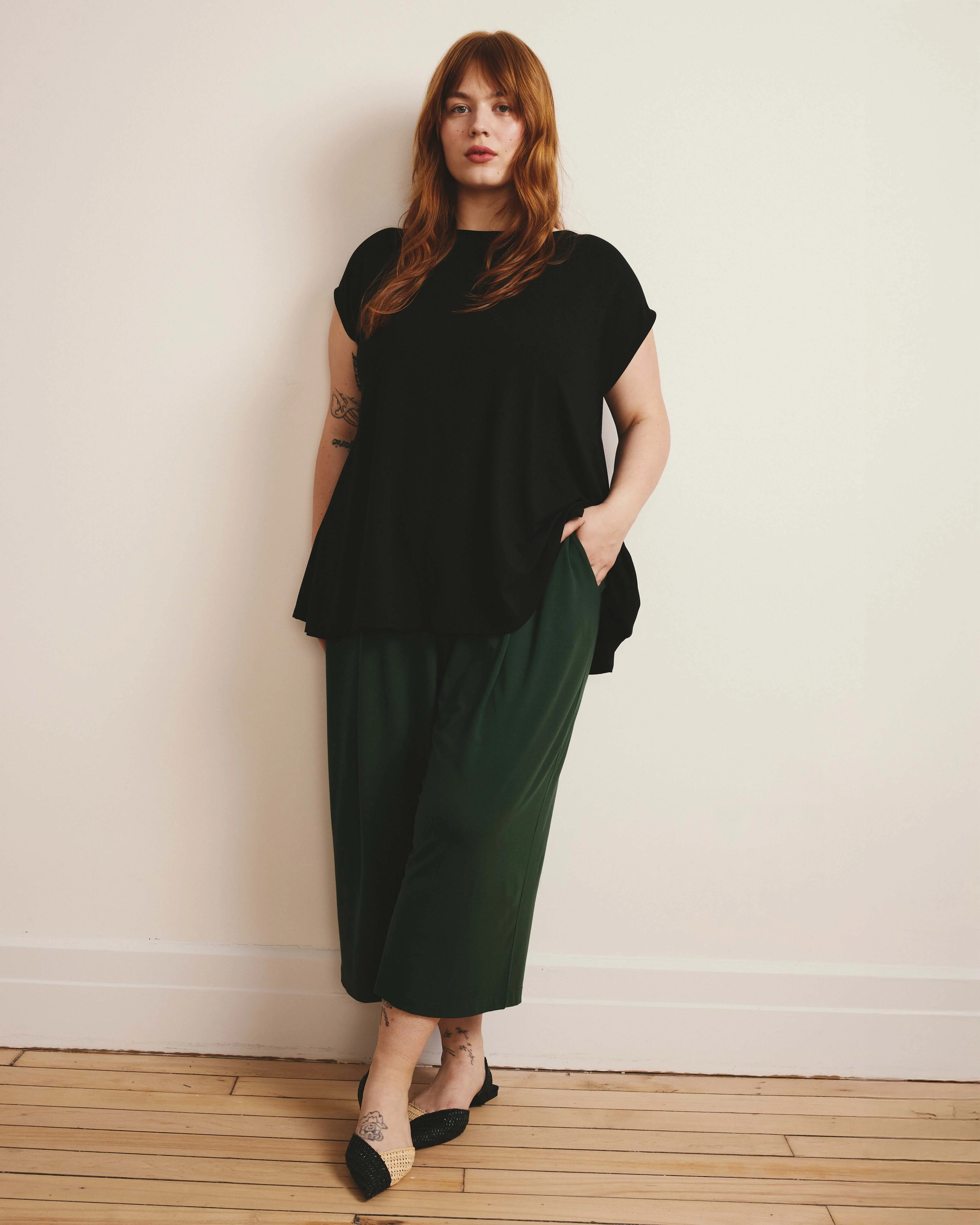 Heatwave Divine Jersey Flared Top - Black - Image 3