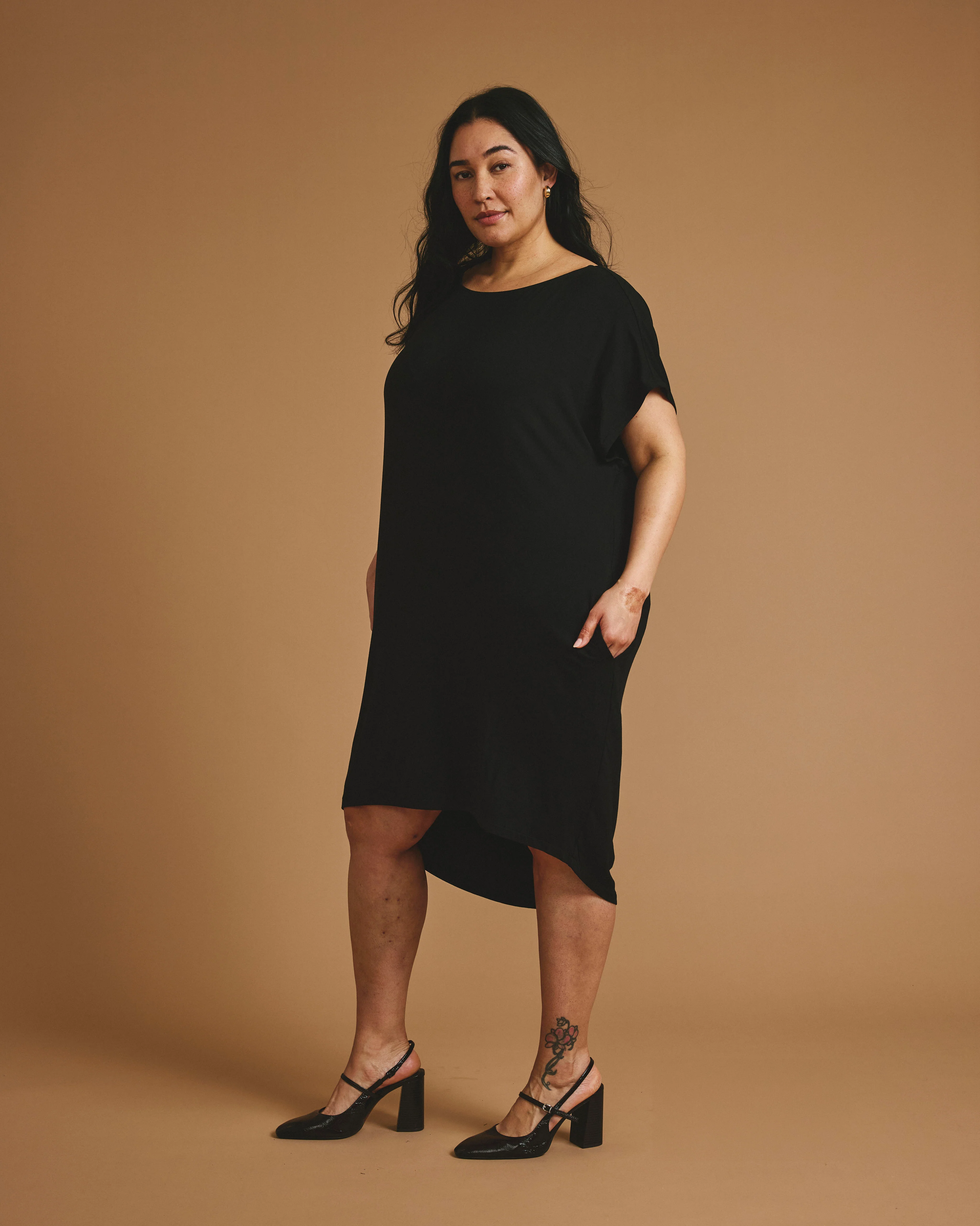 Helen Liquid Jersey Shift Dress - Black - Image 3