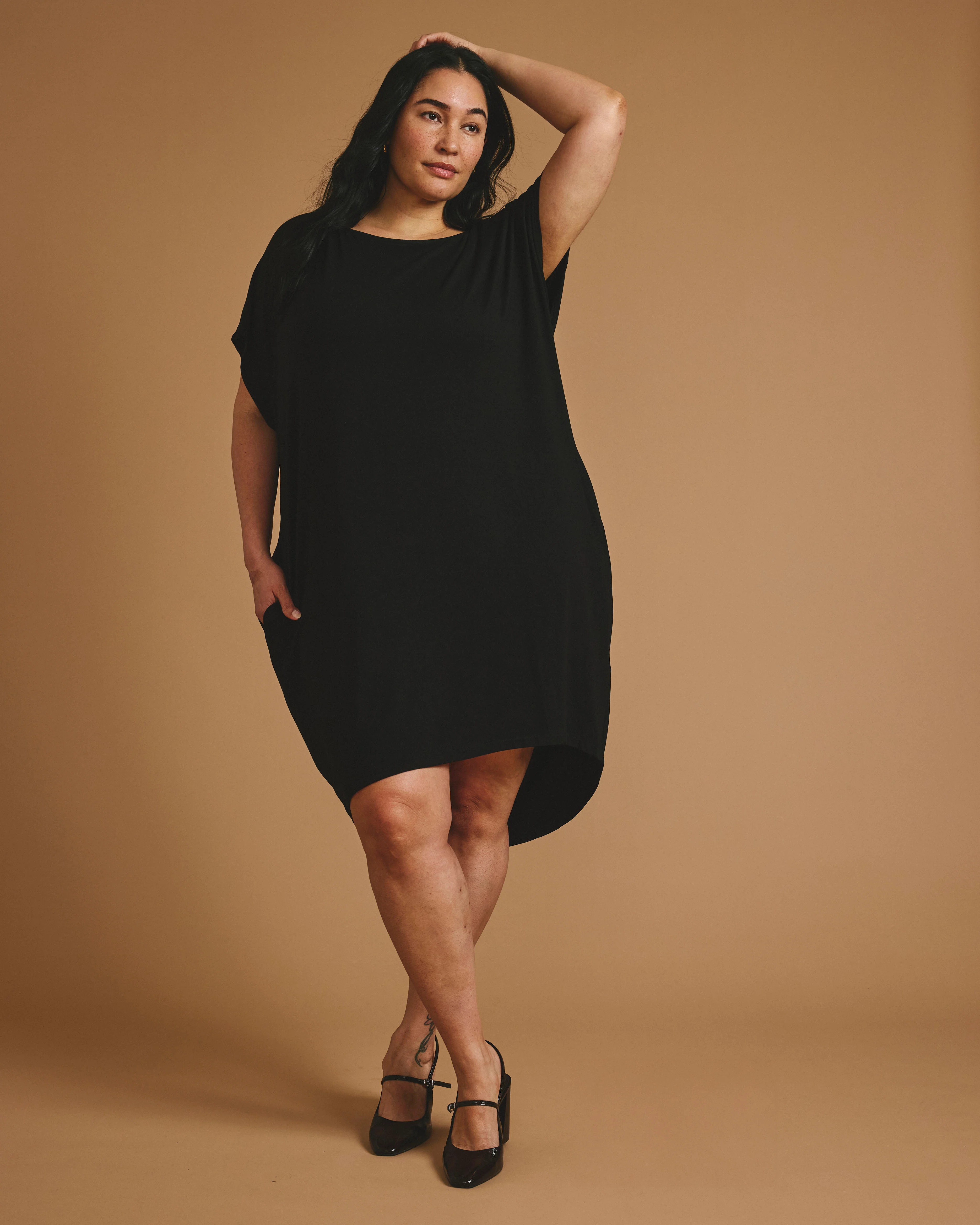 Helen Liquid Jersey Shift Dress - Black - Image 4