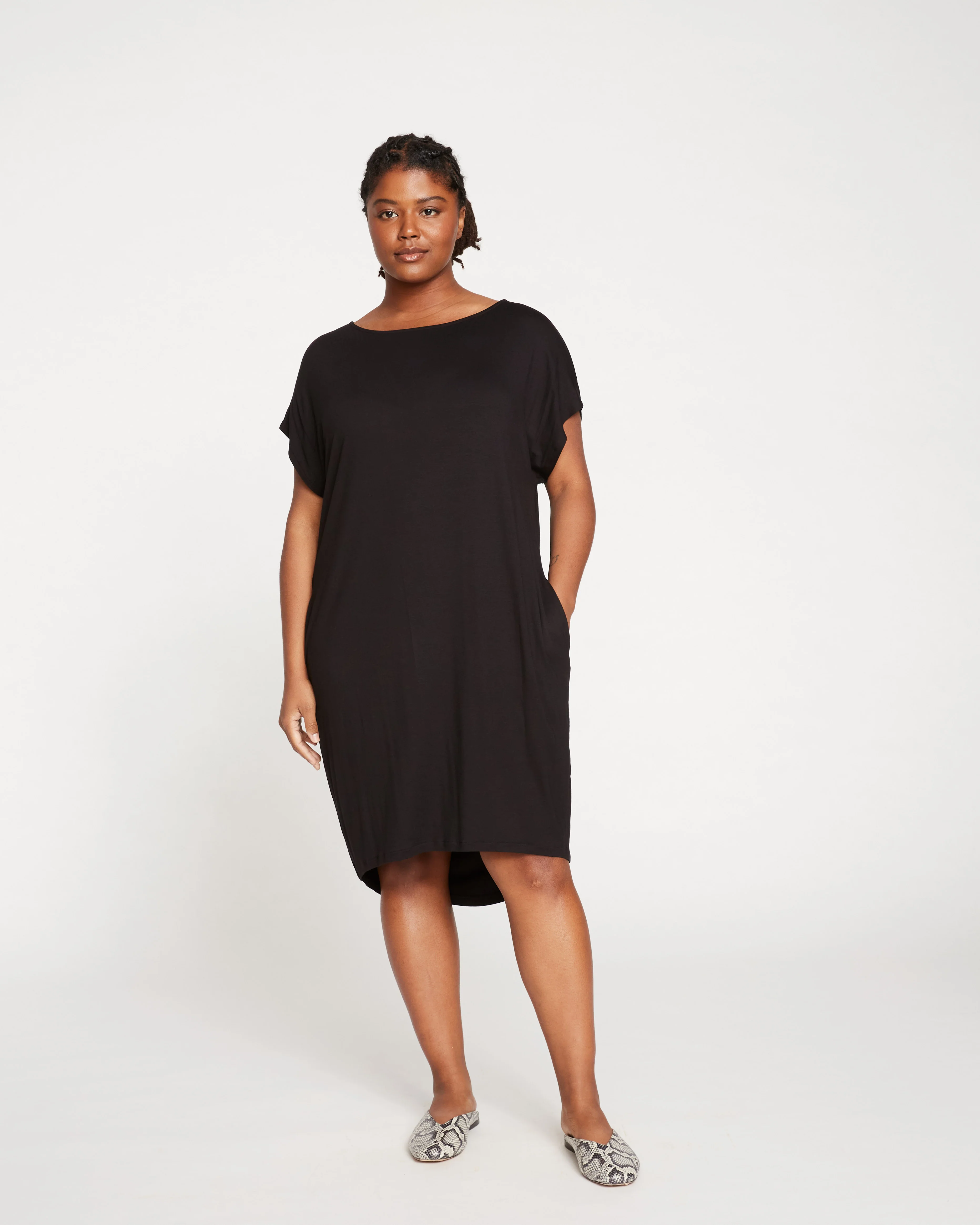 Helen Liquid Jersey Shift Dress - Black - Image 6