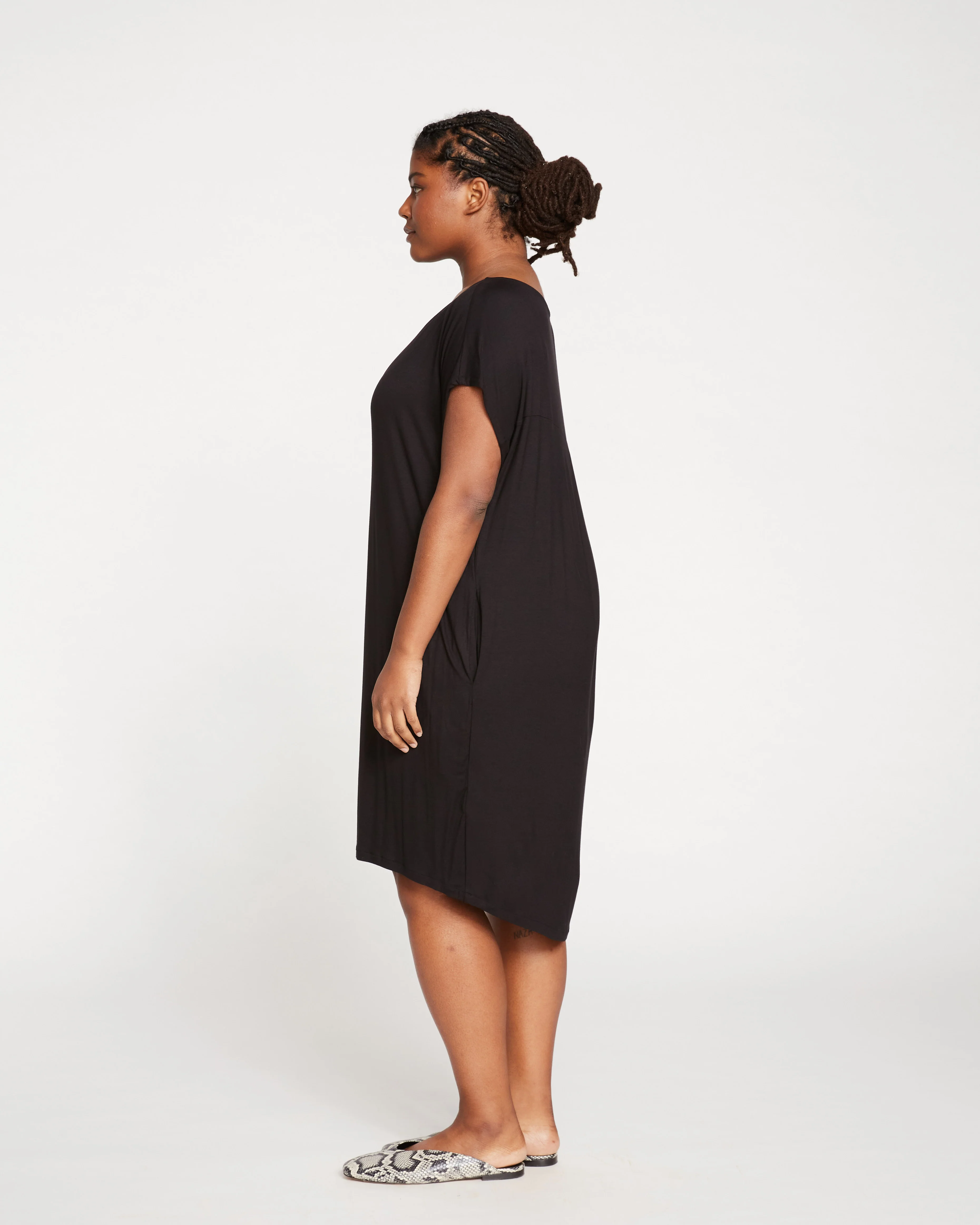 Helen Liquid Jersey Shift Dress - Black - Image 8
