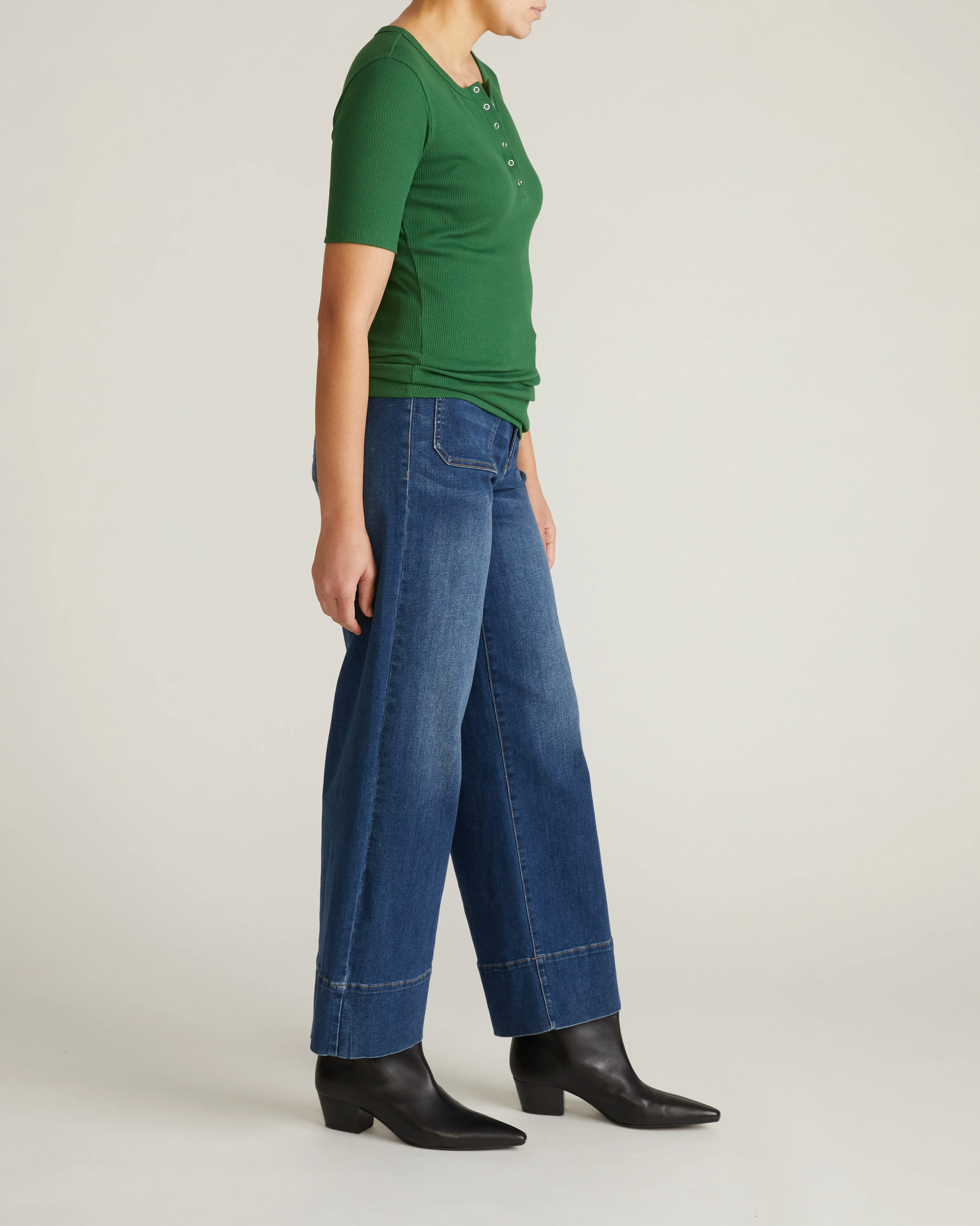 Henley Short Sleeve Ribbed Tee - Green Park - Image 4