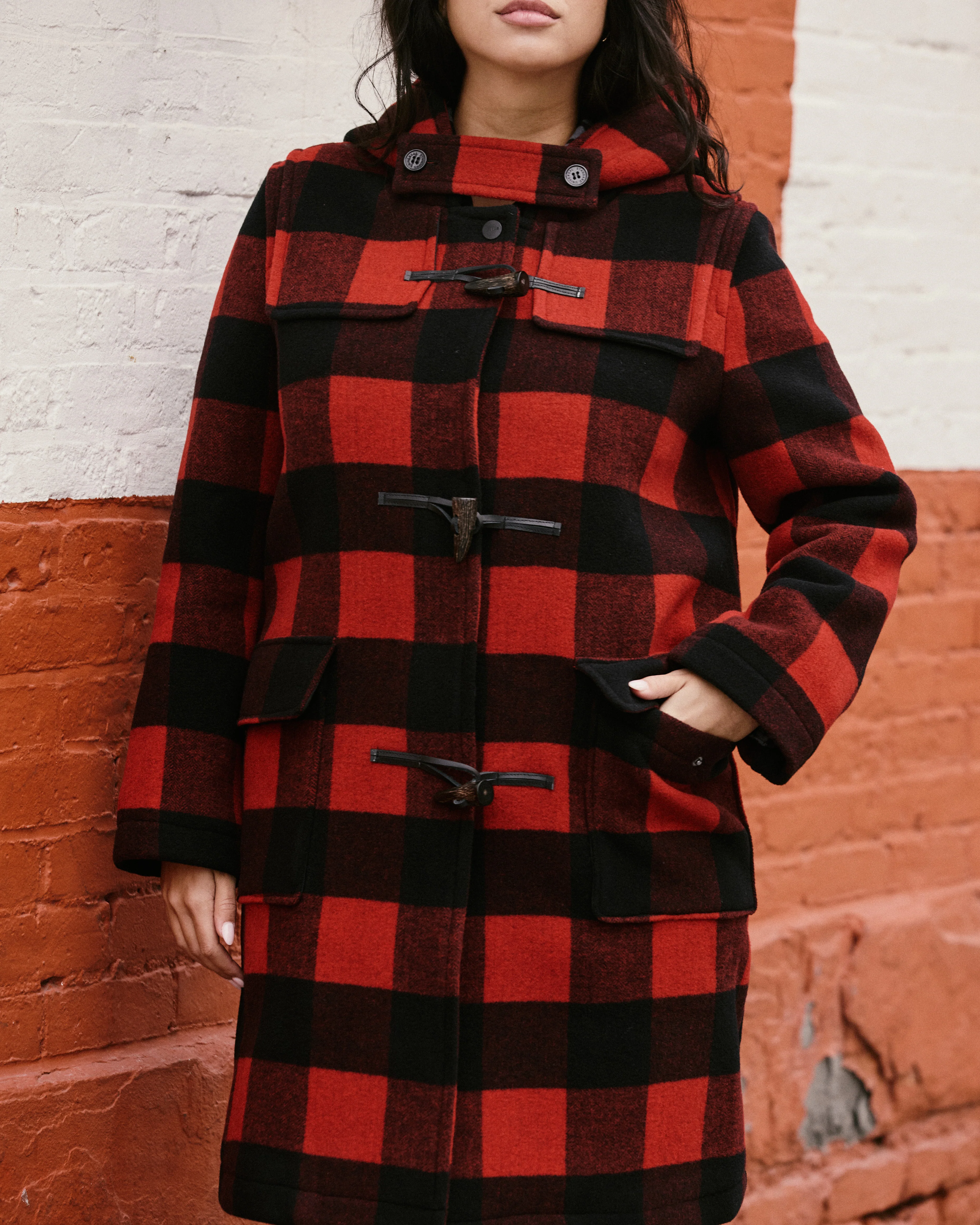 Highlands Duffle Coat - Red Buffalo Check - Image 4
