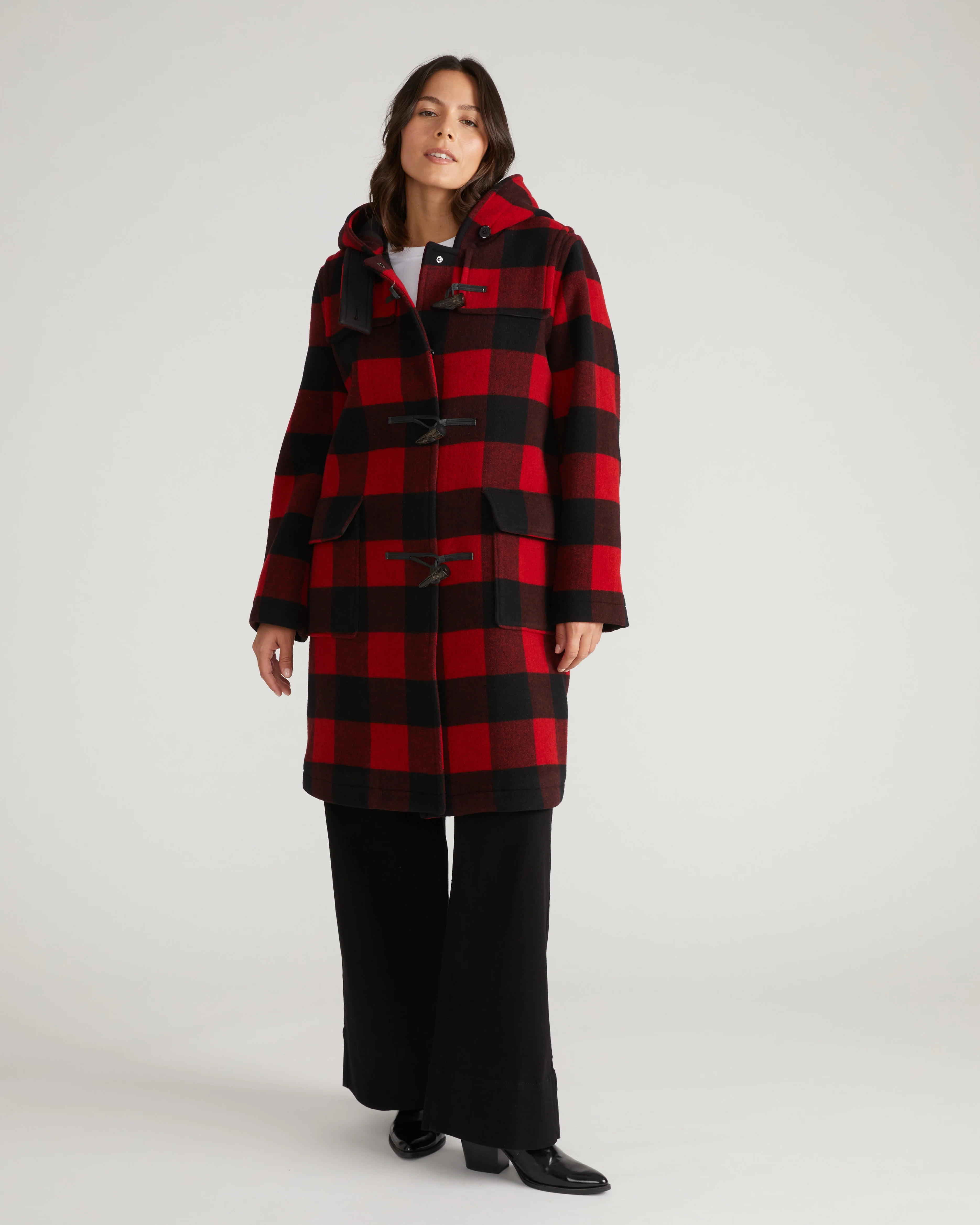 Highlands Duffle Coat - Red Buffalo Check - Image 5