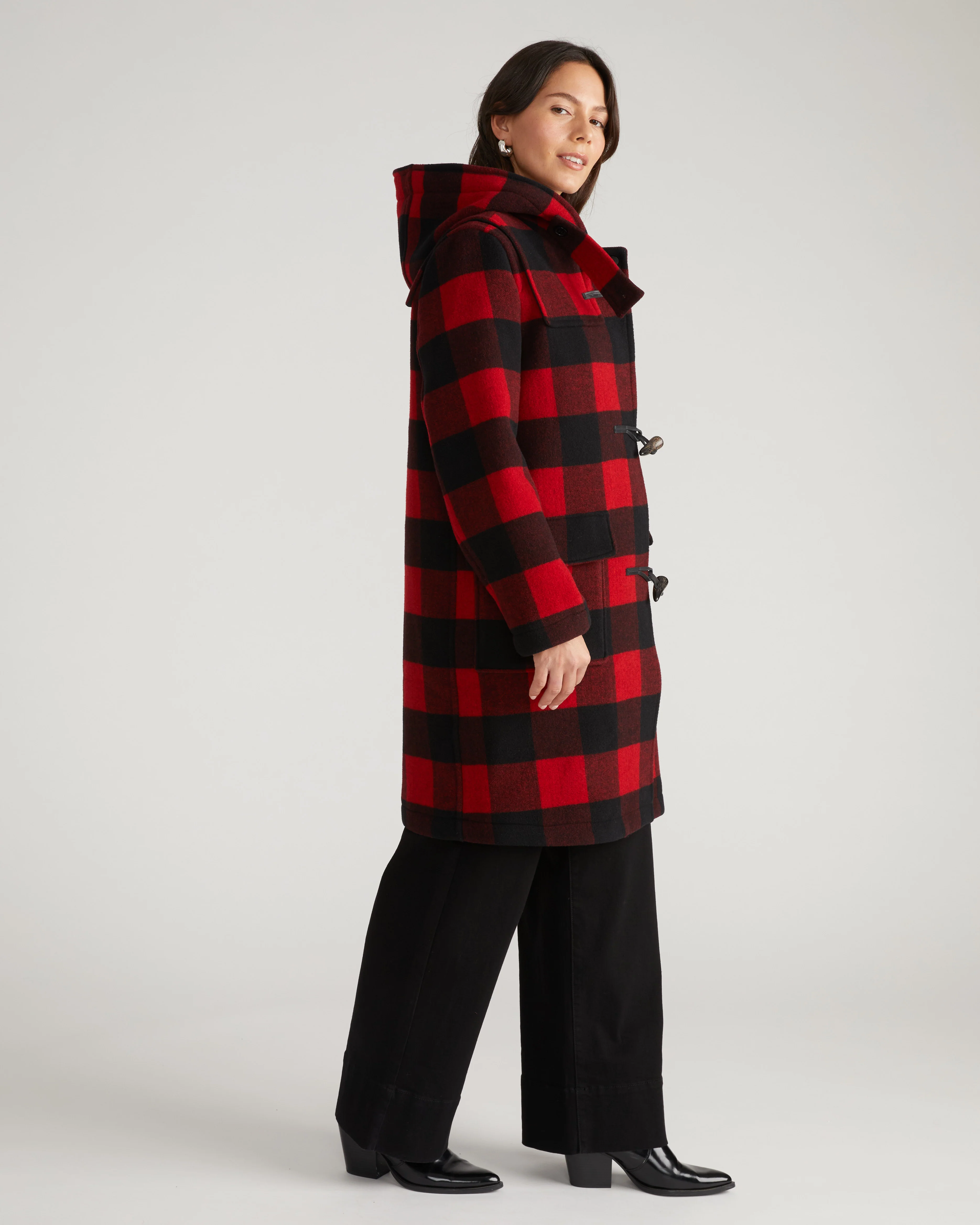 Highlands Duffle Coat - Red Buffalo Check - Image 6