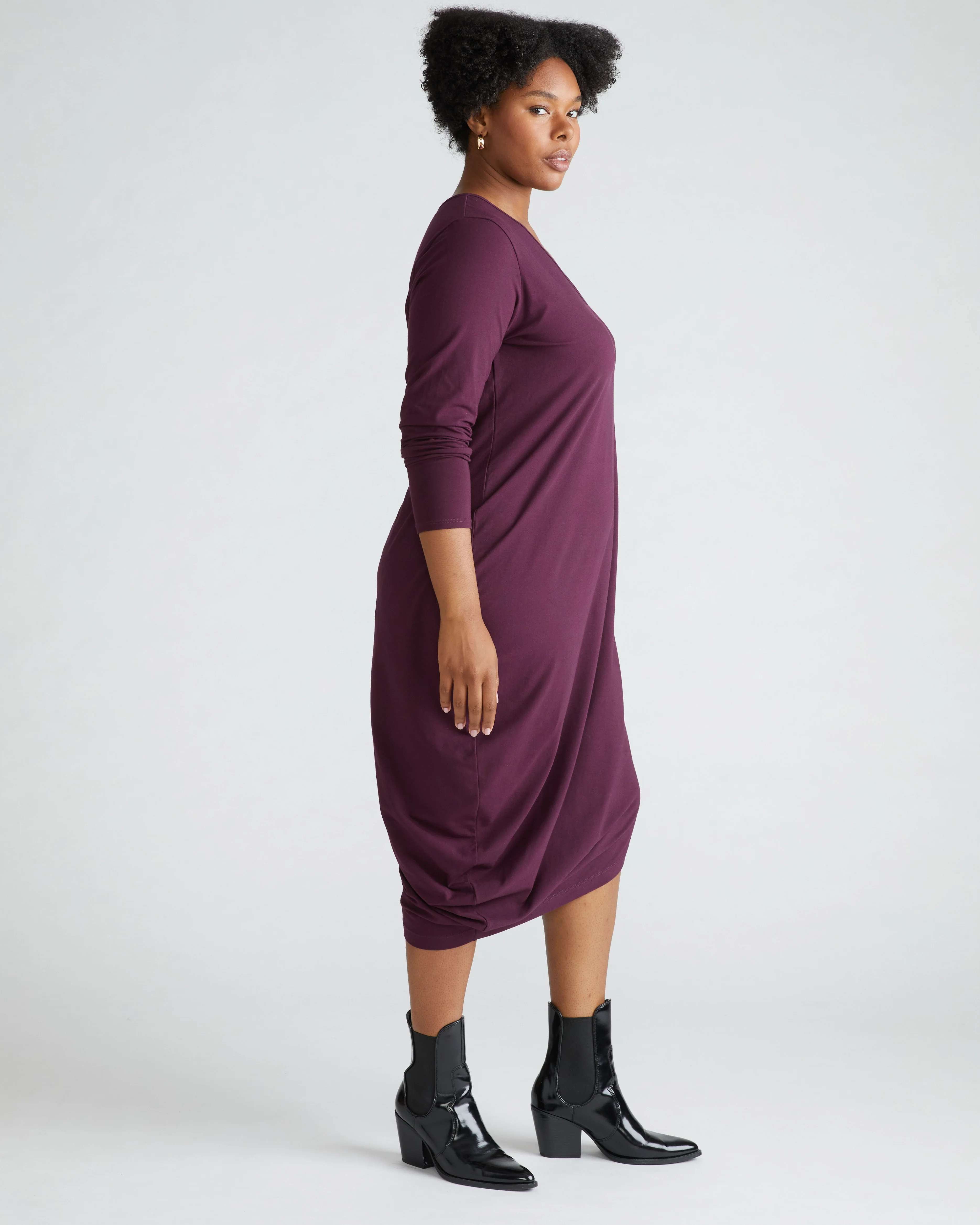 Iconic Long Sleeve V-Neck Geneva Dress - Acai - Image 3