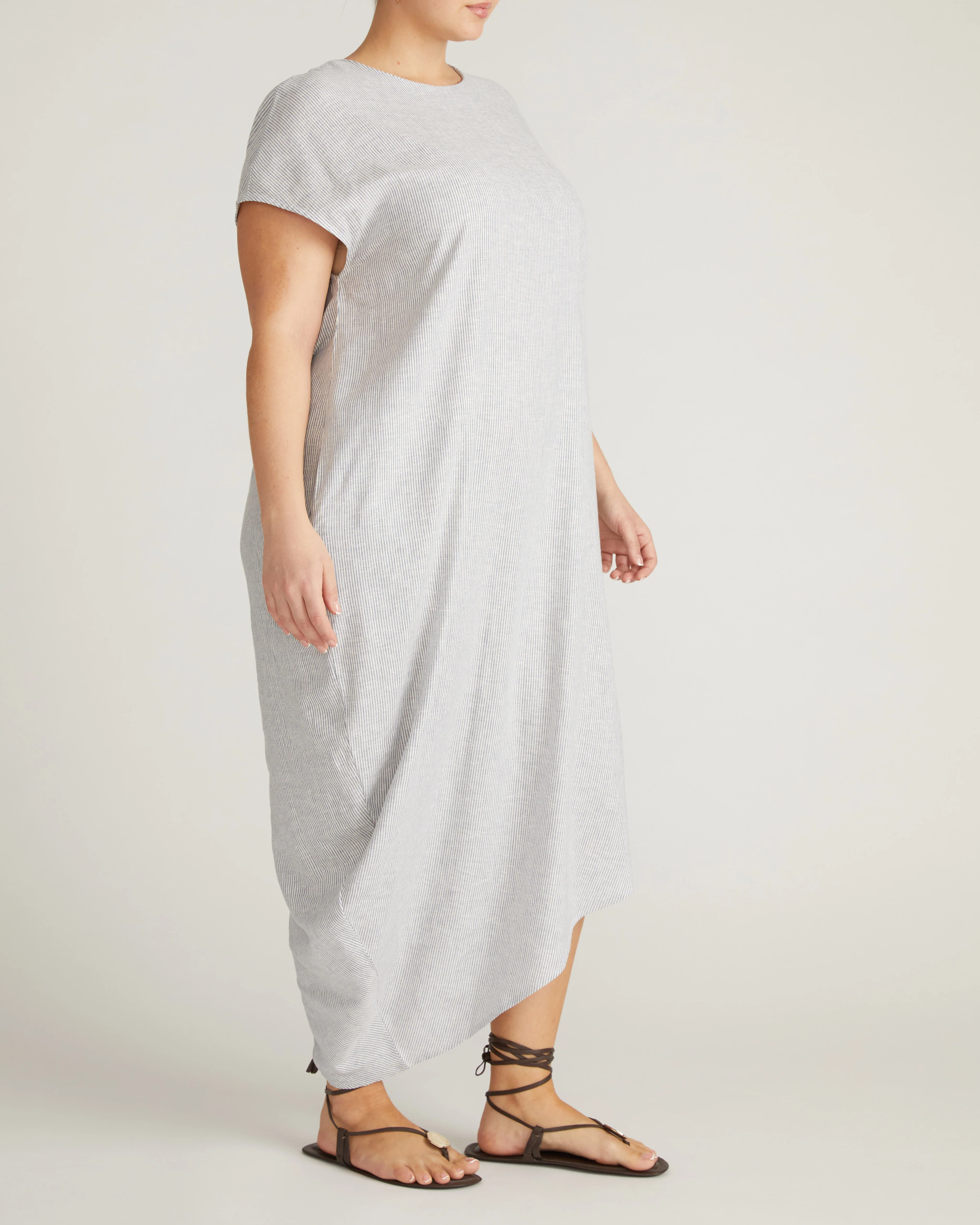 Iconic Stretch Linen Geneva Dress - Beach Stripe - Image 7