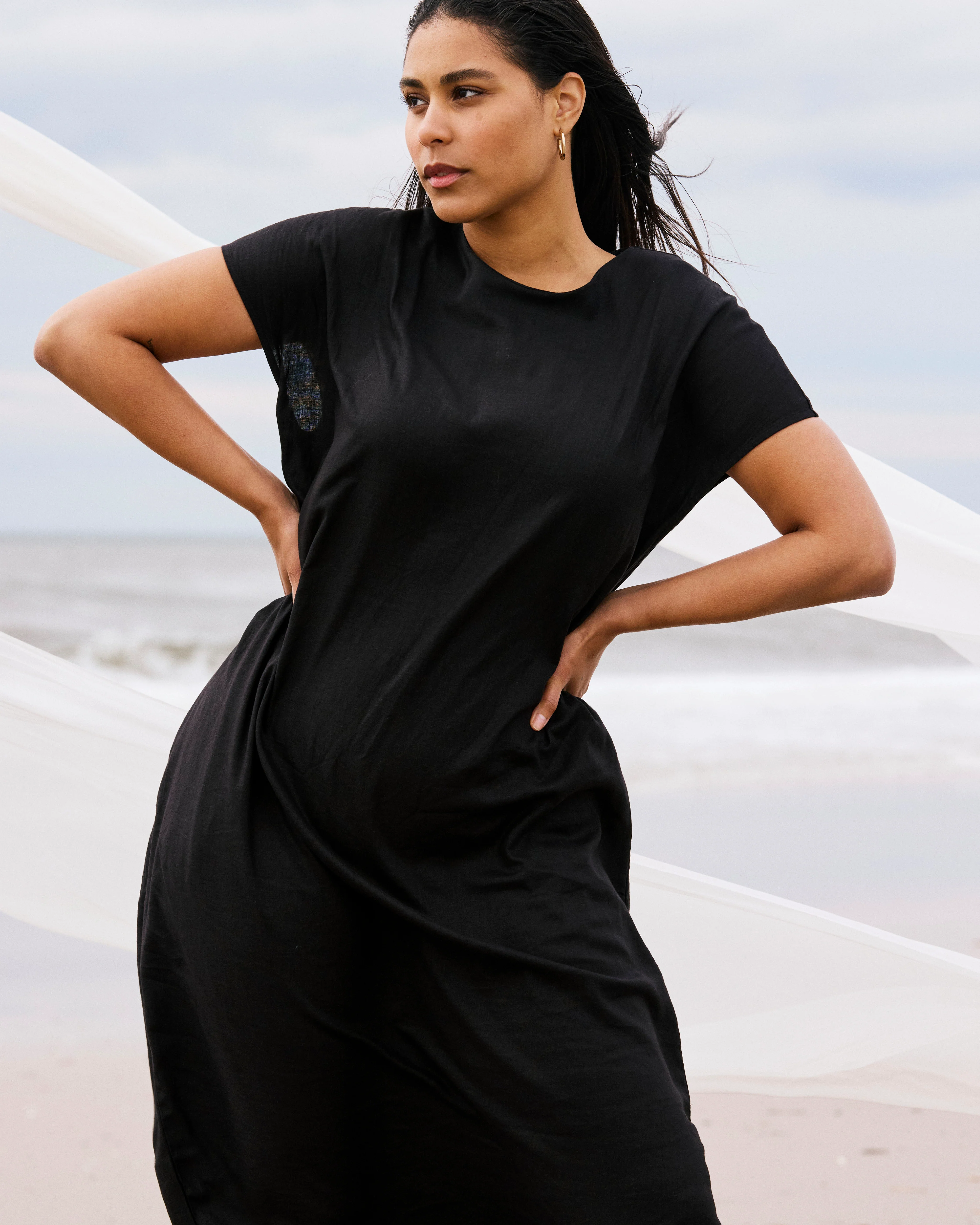 Iconic Stretch Linen Geneva Dress - Black - Image 2