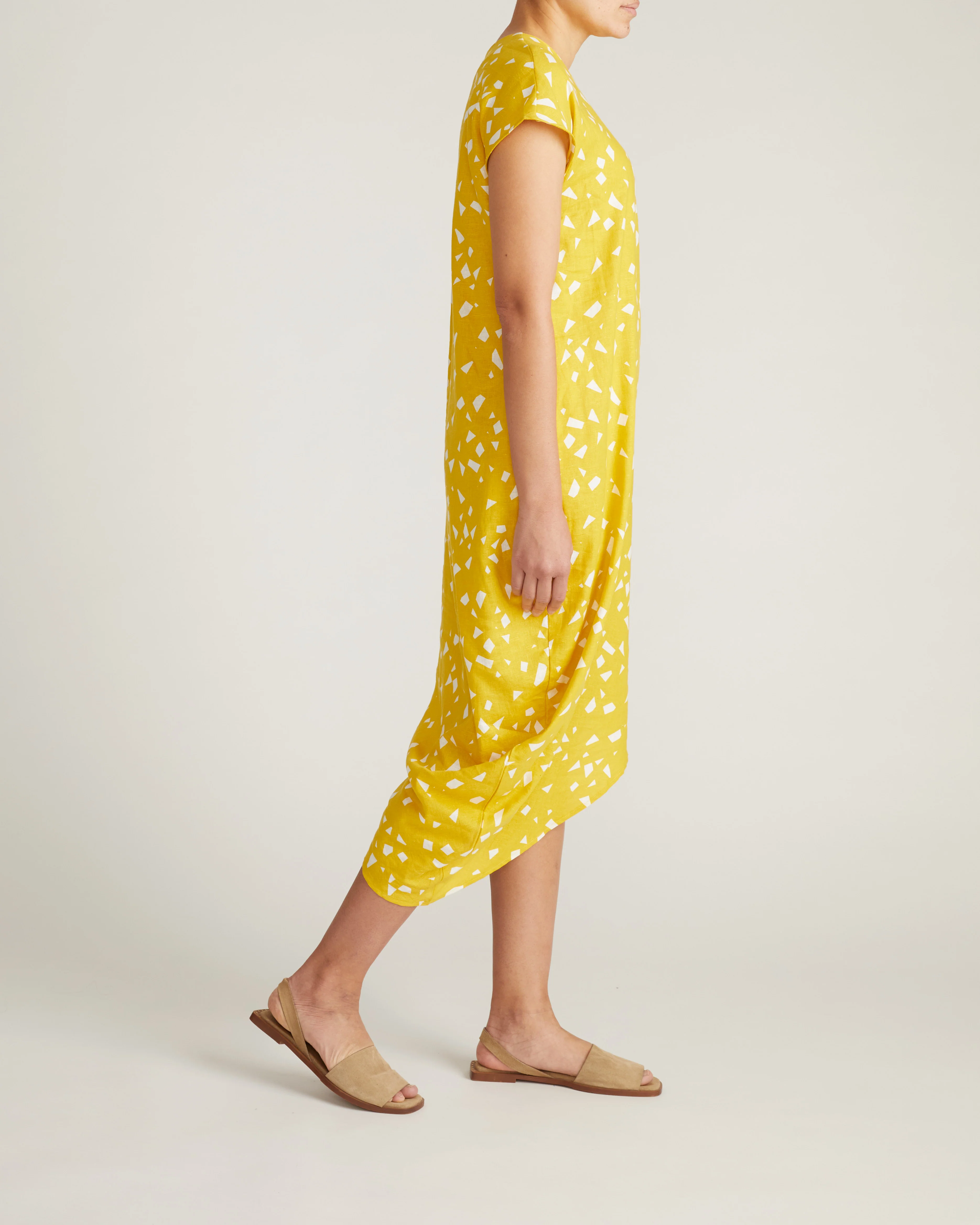 Iconic Stretch Linen Geneva Dress - Yellow Confetti Print - Image 4