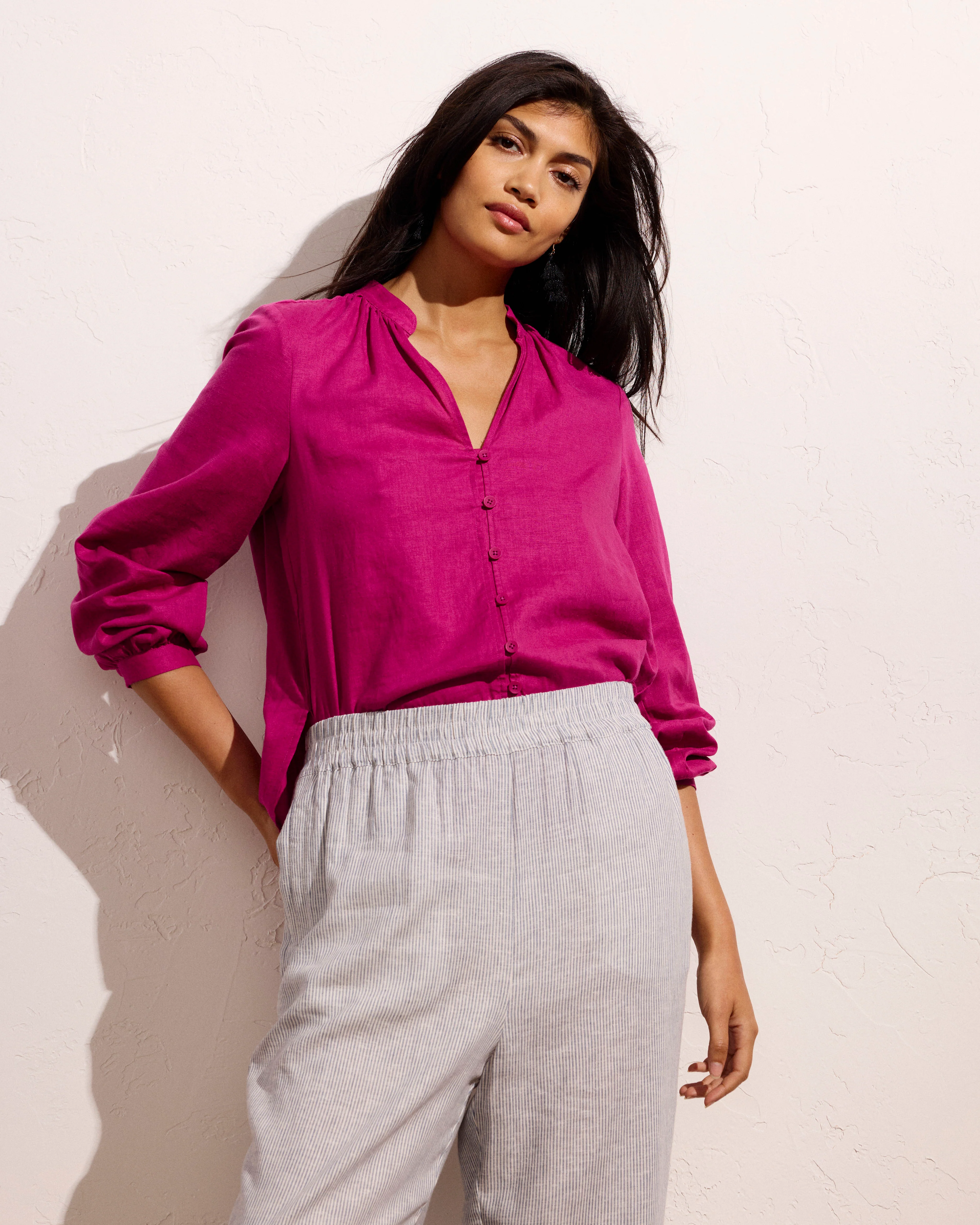 Iris Linen Easy Pull-On Pants - Beach Stripe - Image 3