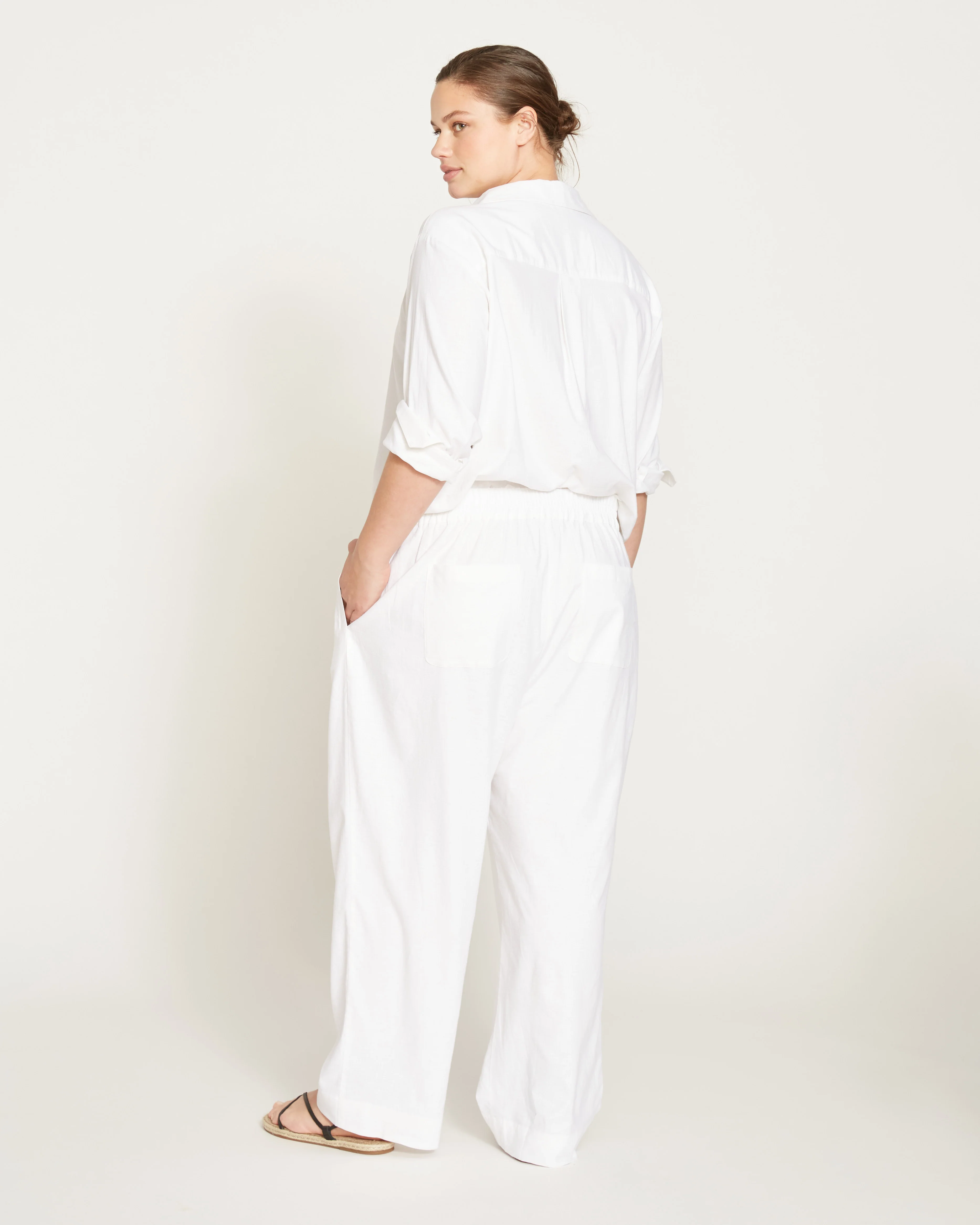 Iris Linen Easy Pull-On Pants - White - Image 5