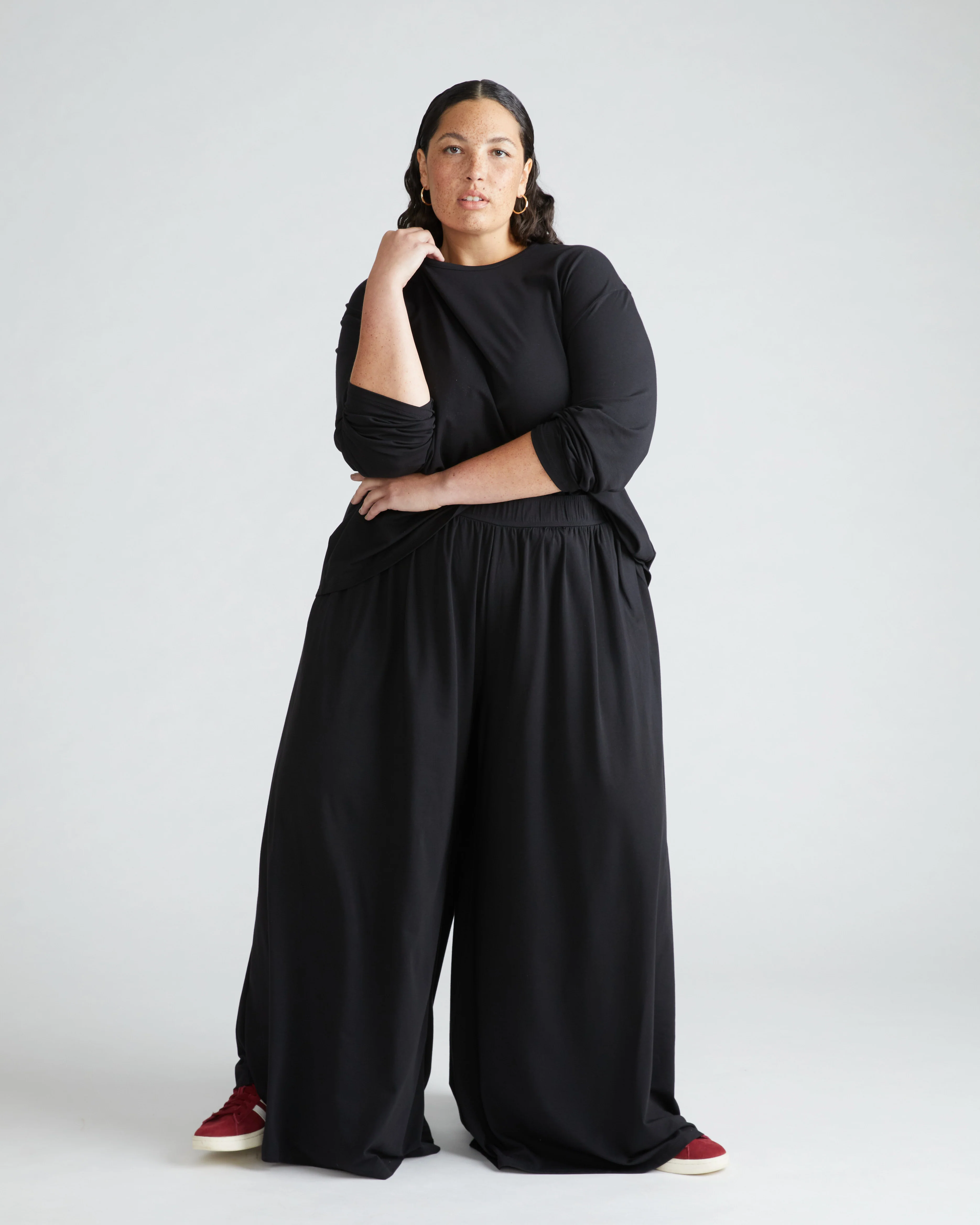 Isadora Wide Leg Lounge Pants - Black - Image 3