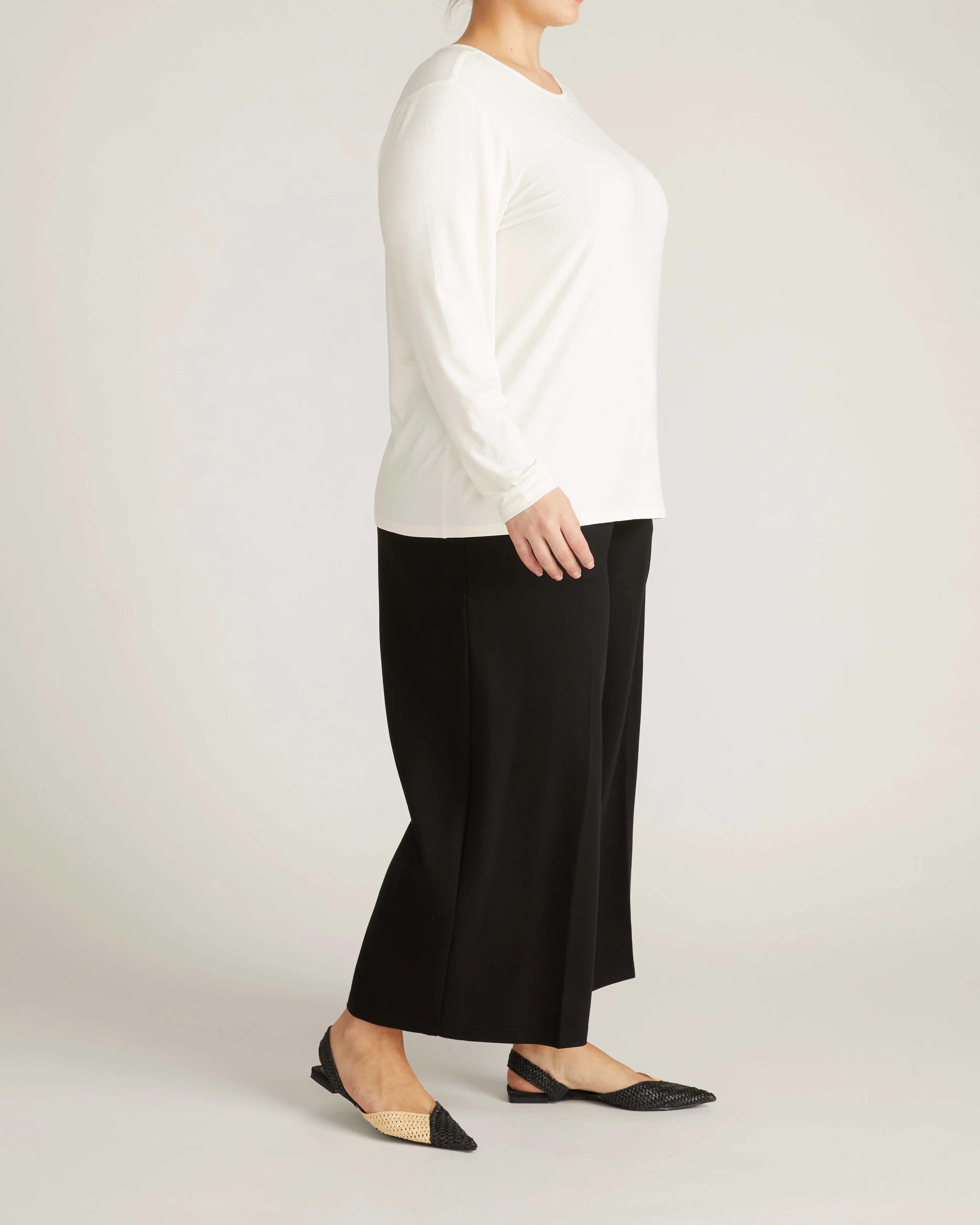 Joan Liquid Jersey Long Sleeve Top - White - Image 4