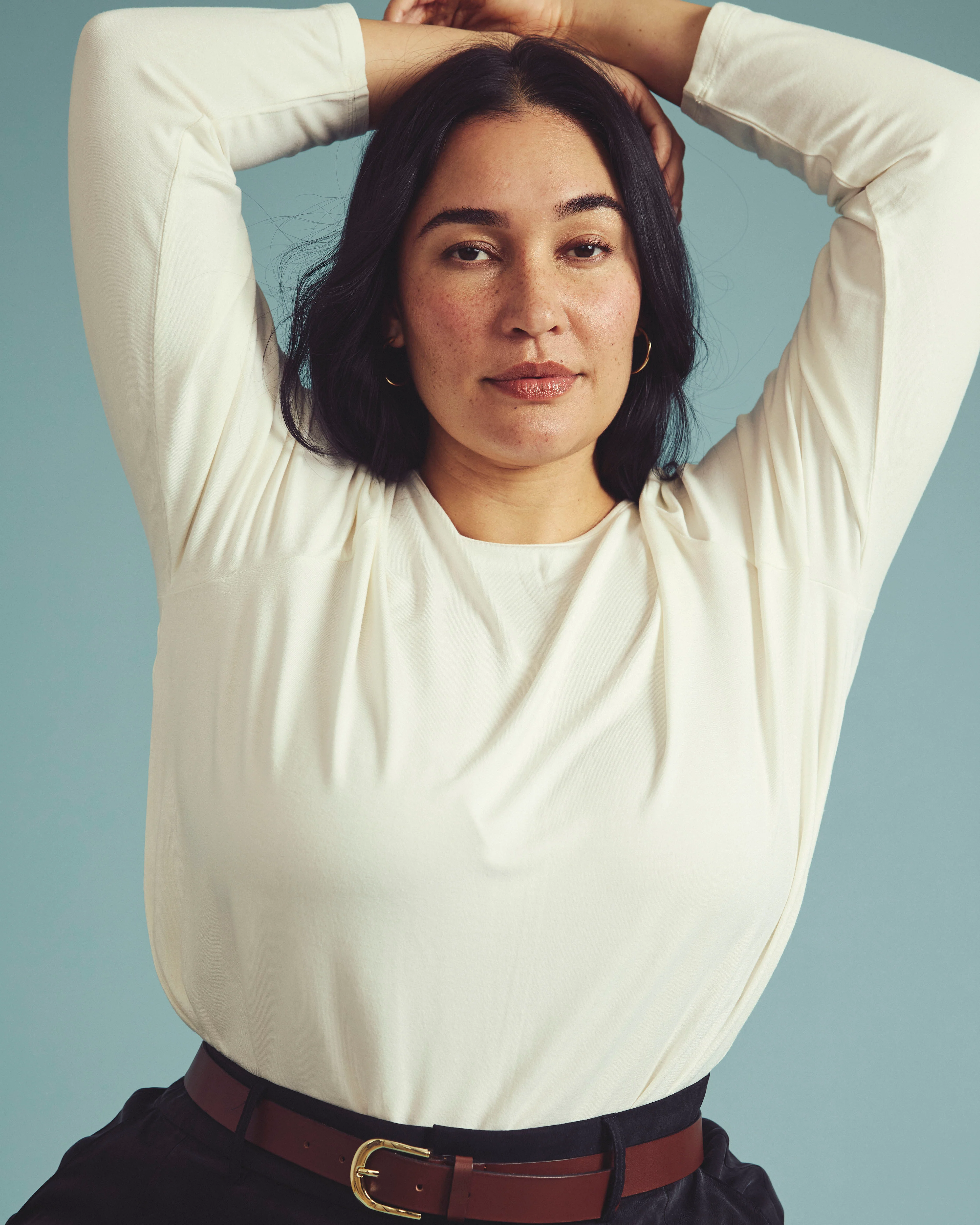 Joan Liquid Jersey Long Sleeve Top - White - Image 6
