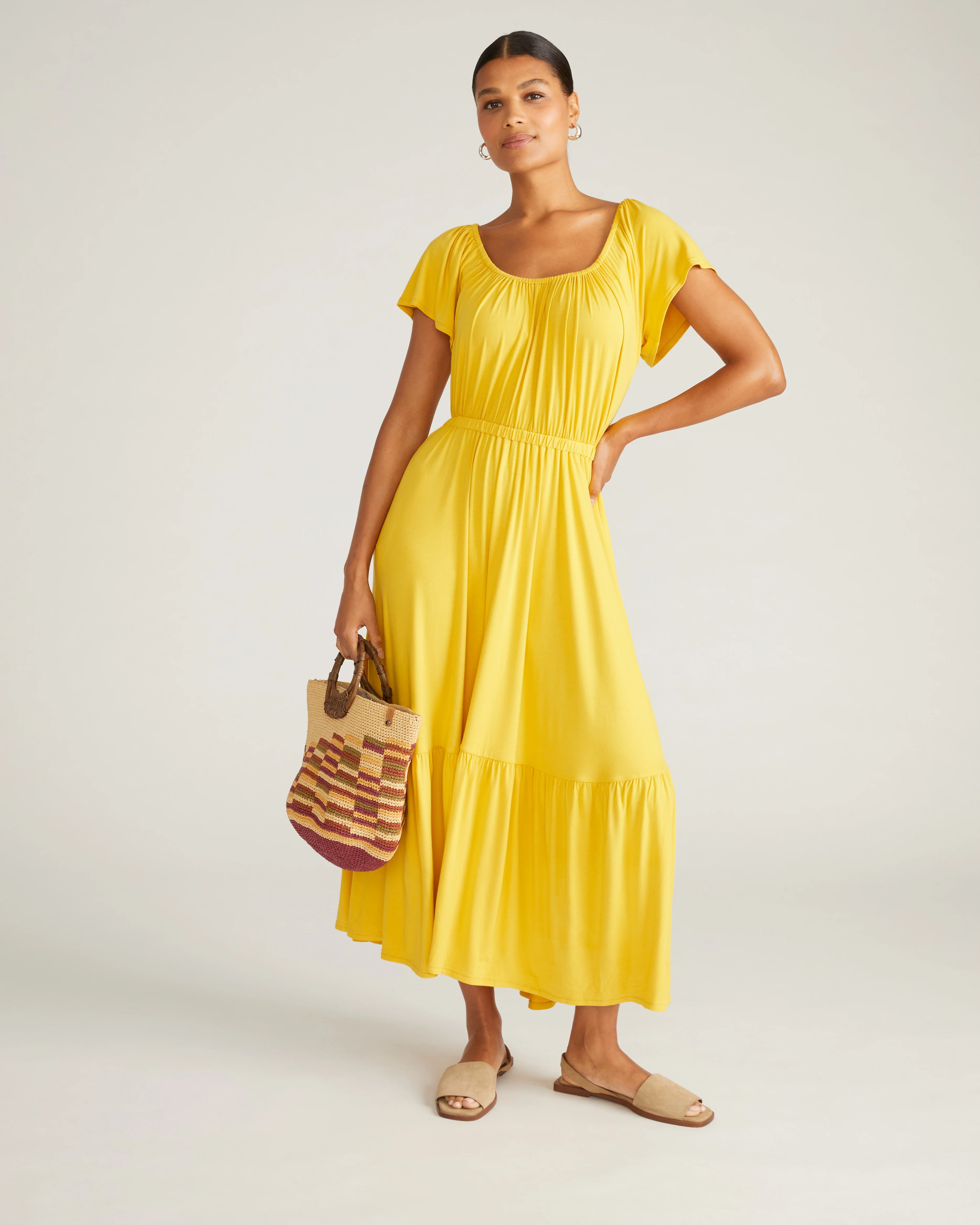 Kahlo Liquid Jersey Dress - Golden Hour - Image 3