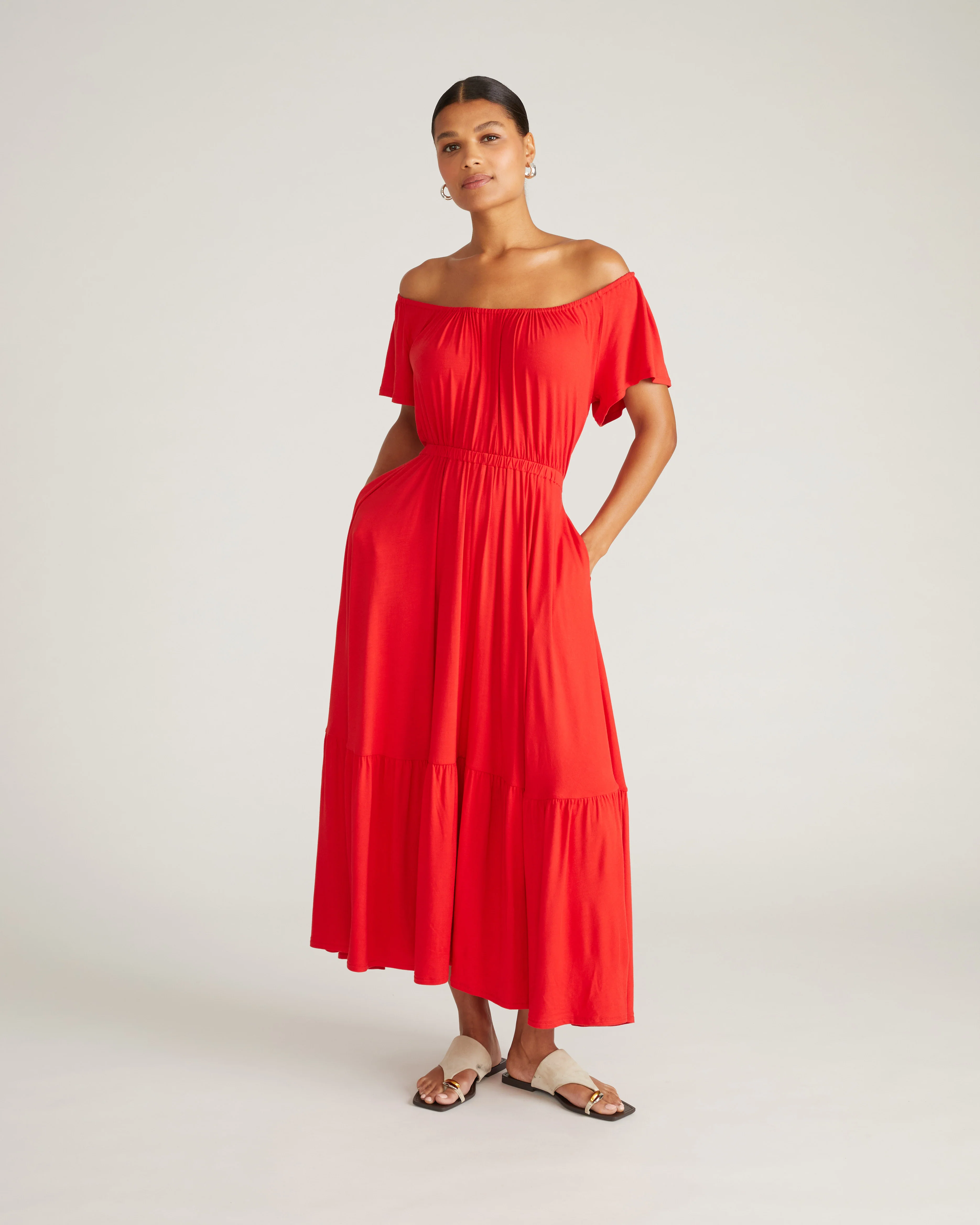 Kahlo Liquid Jersey Dress - Lipstick - Image 3