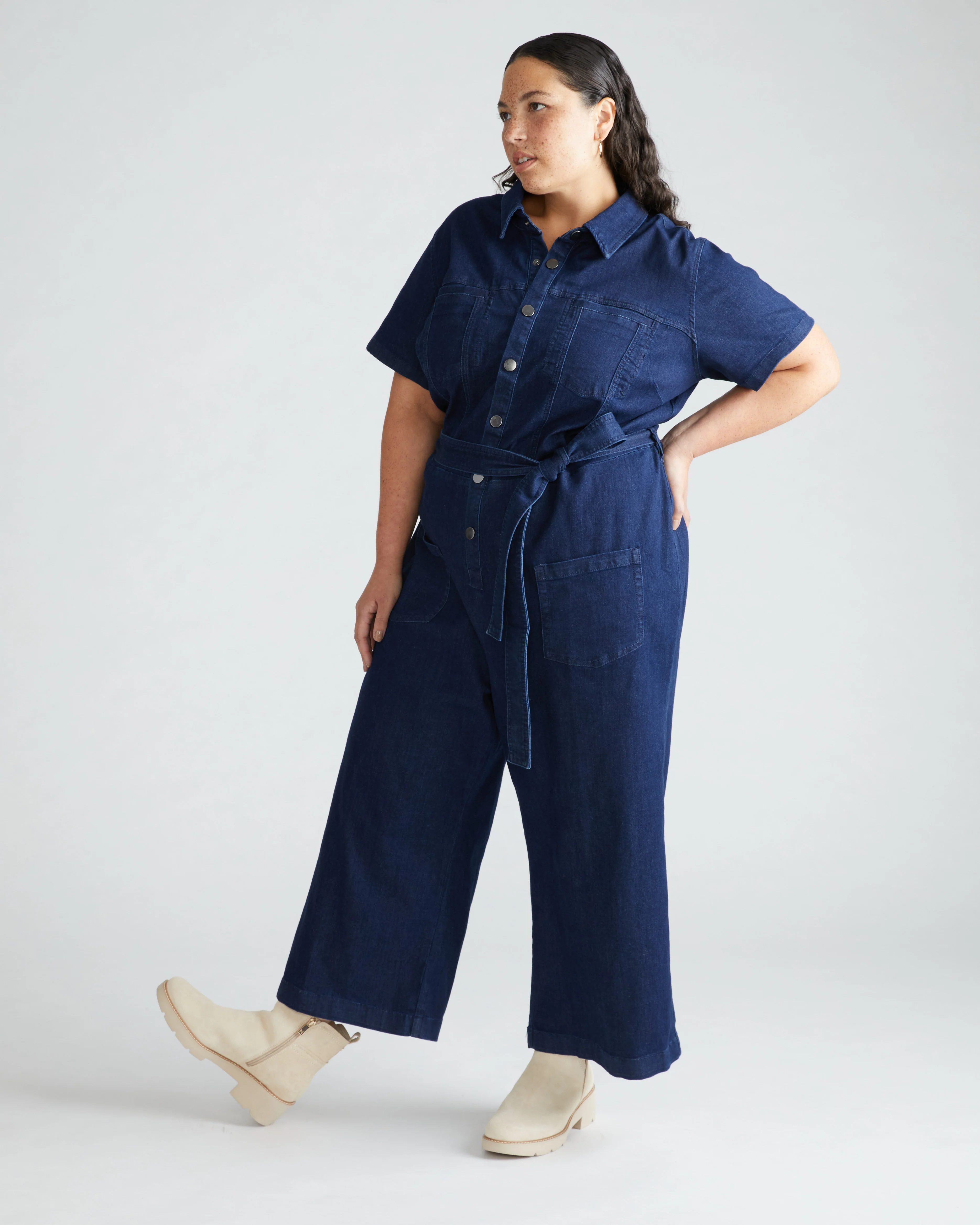 Kate Denim Jumpsuit - Dark Indigo - Image 3