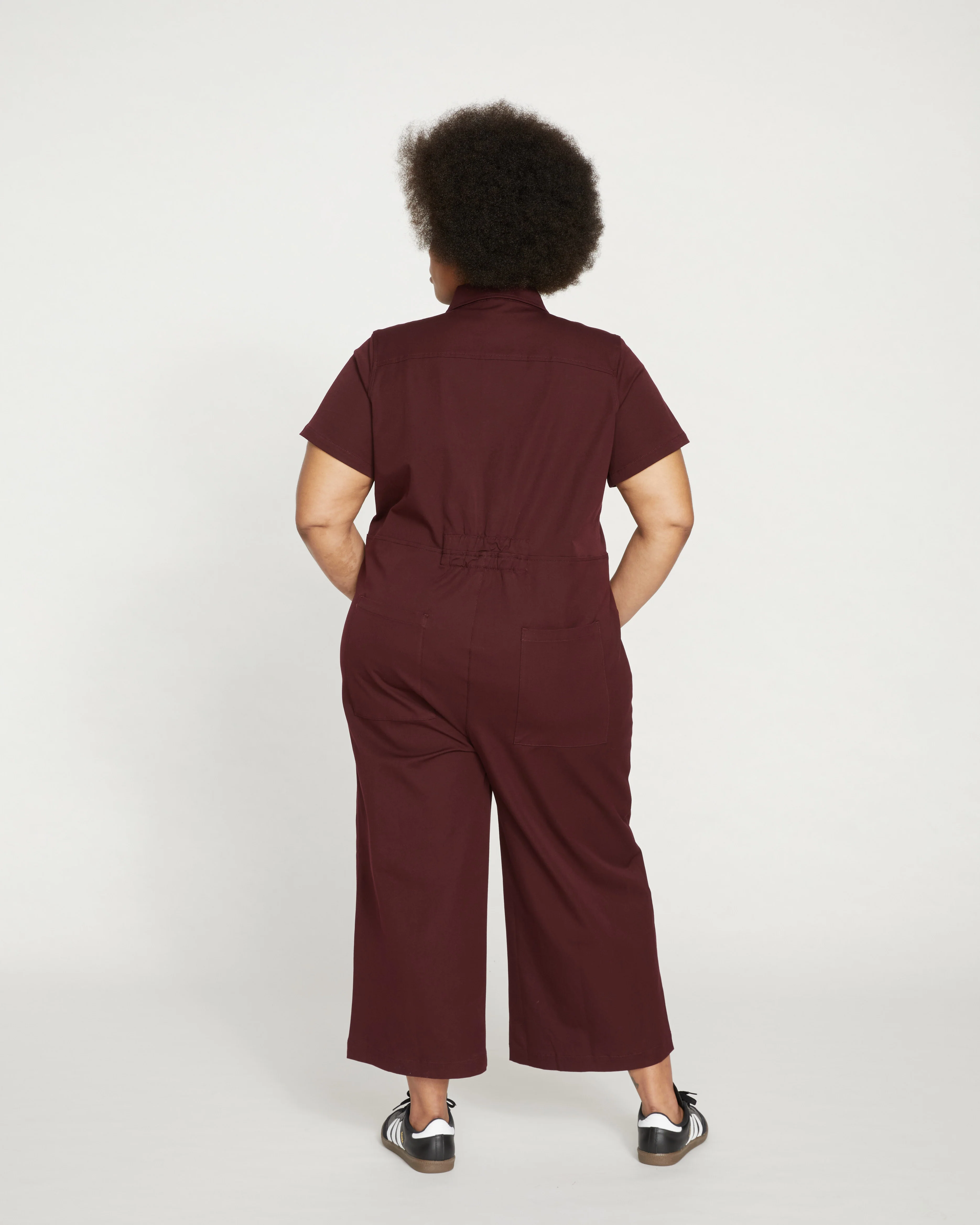 Kate Stretch Cotton Twill Jumpsuit - Black Cherry - Image 8