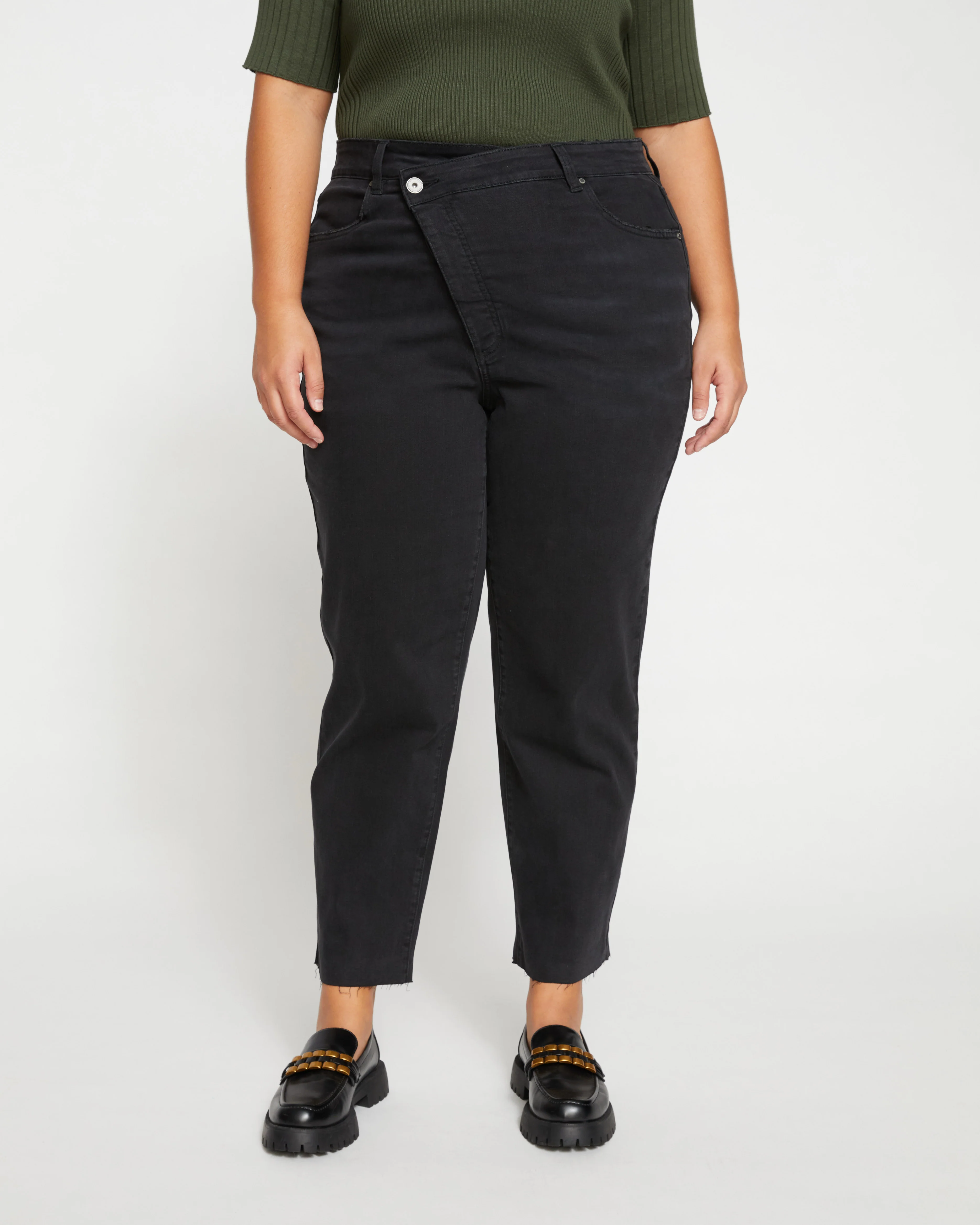 Katie High Rise Crossover Jeans - Broken Black - Image 3