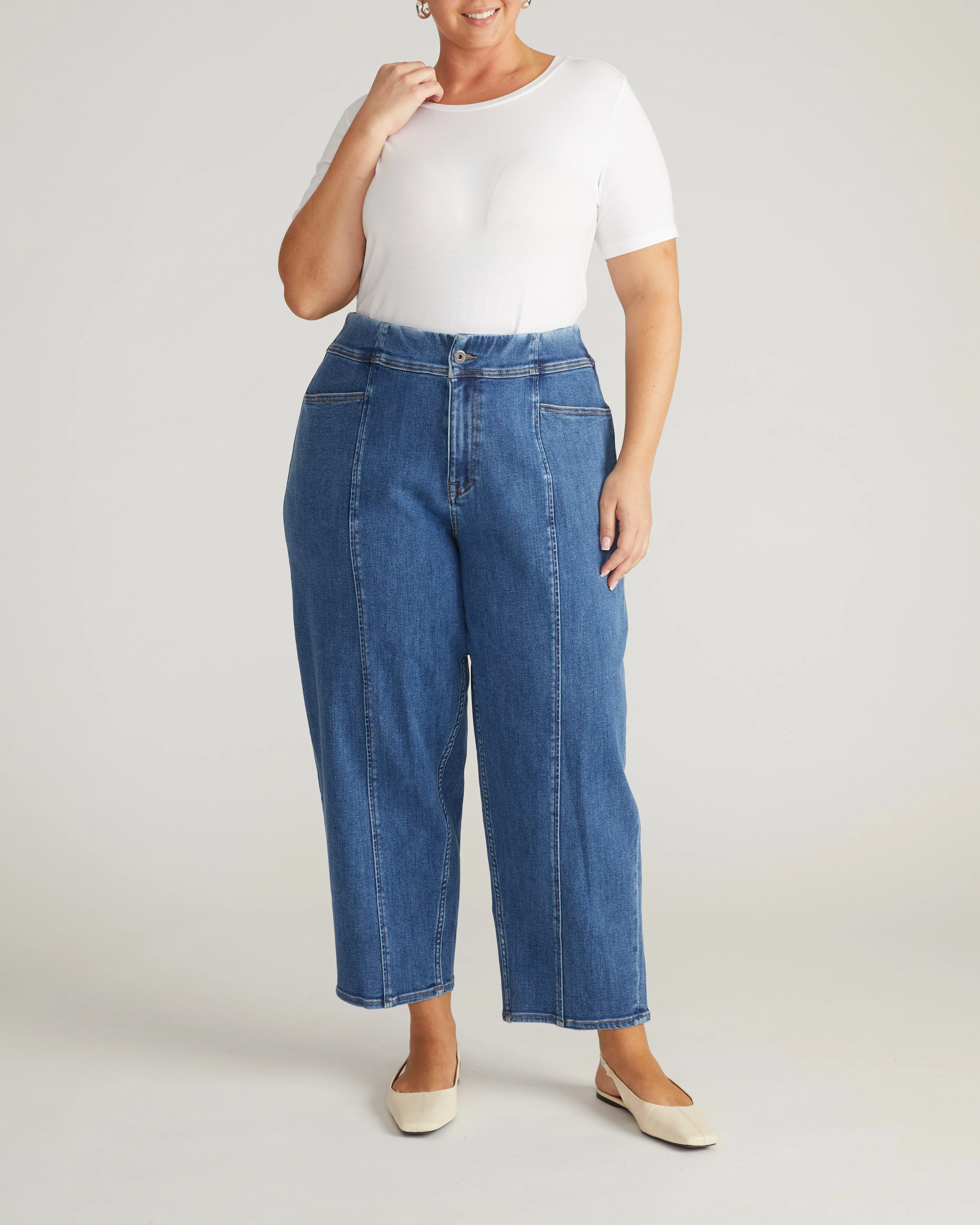 Keira Barrel Leg Jeans - Shallow Bay Blue - Image 11