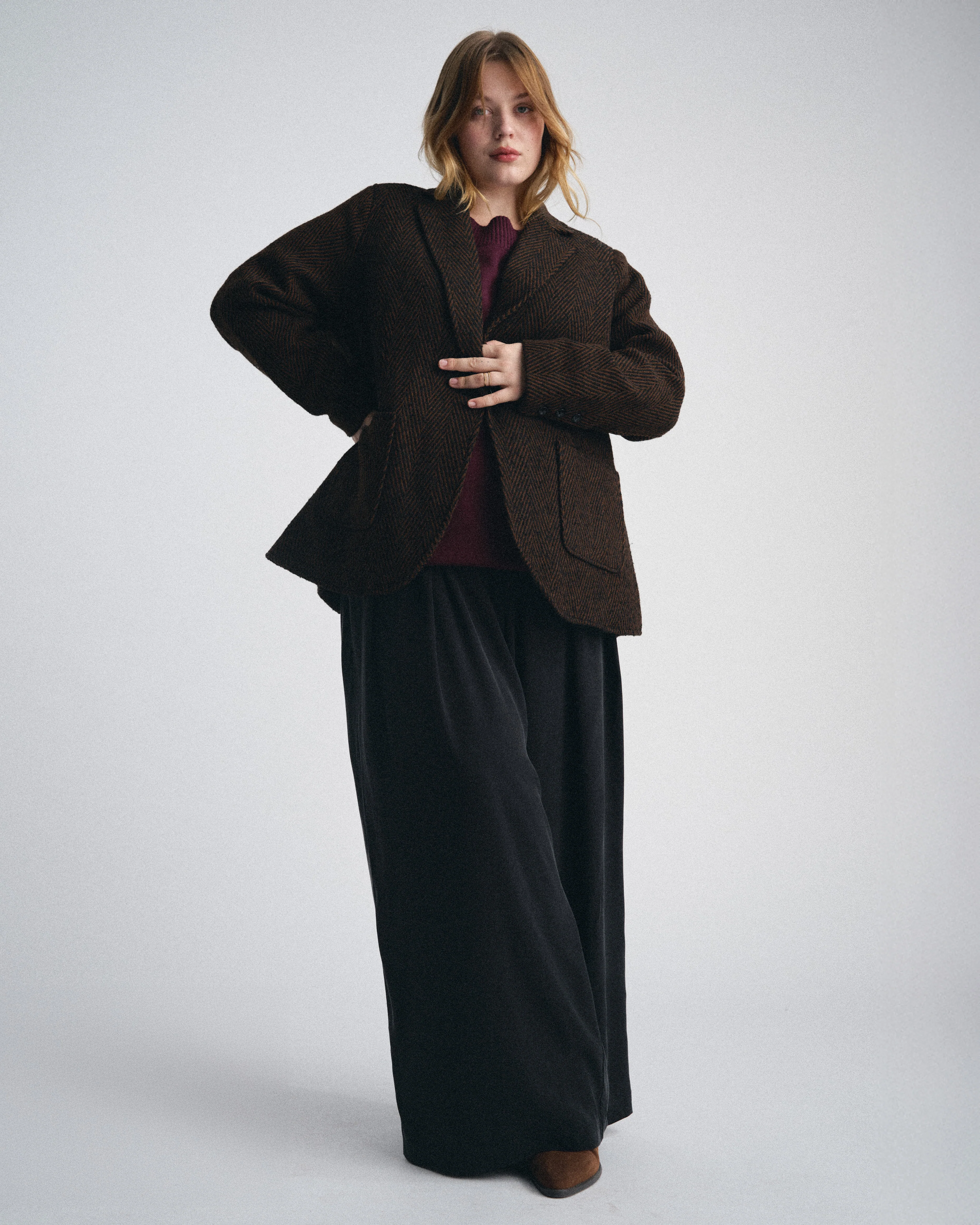 Kidjo Tailored Wool Jacket - Black/Brown Herringbone - Image 4