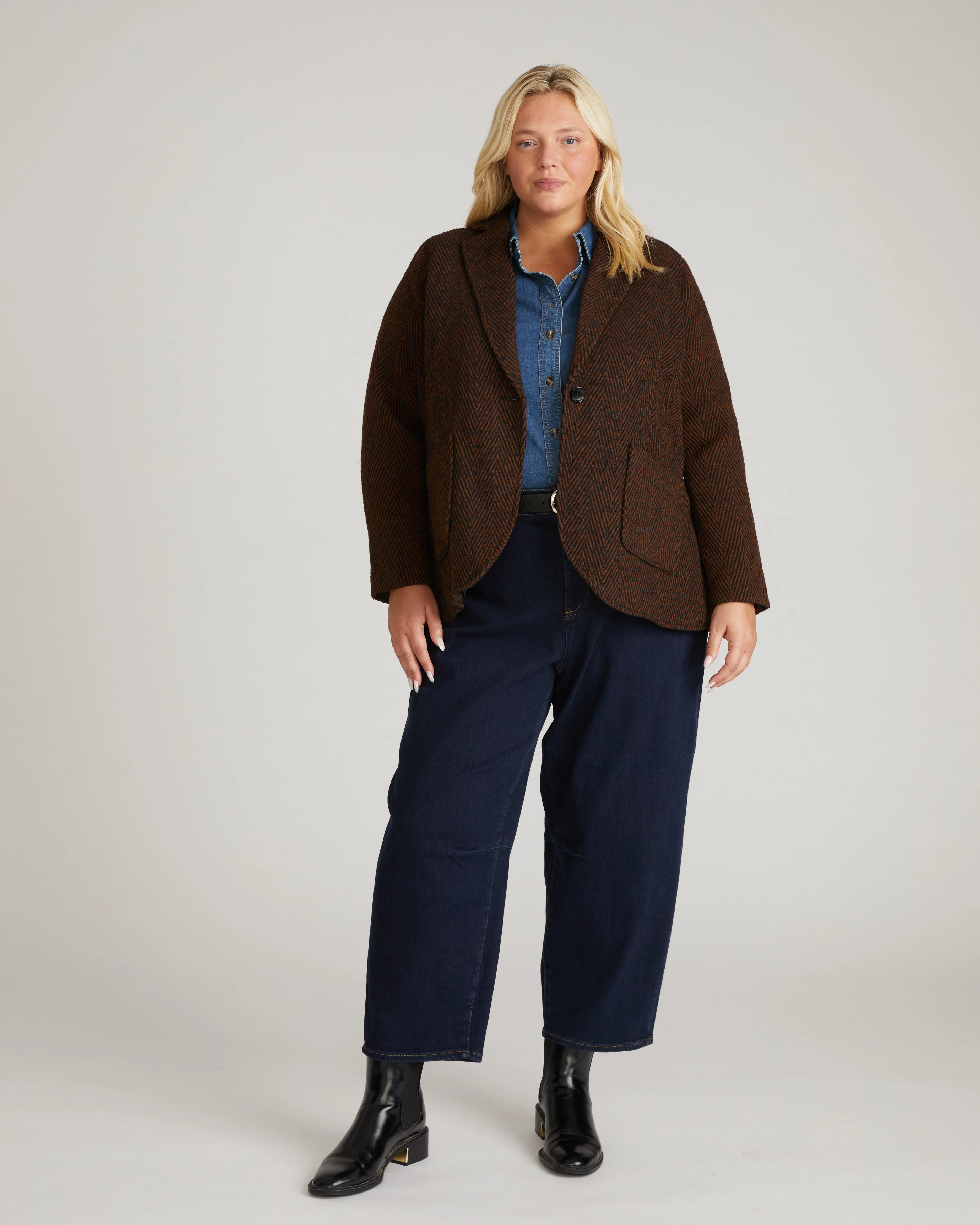 Kidjo Tailored Wool Jacket - Black/Brown Herringbone - Image 5