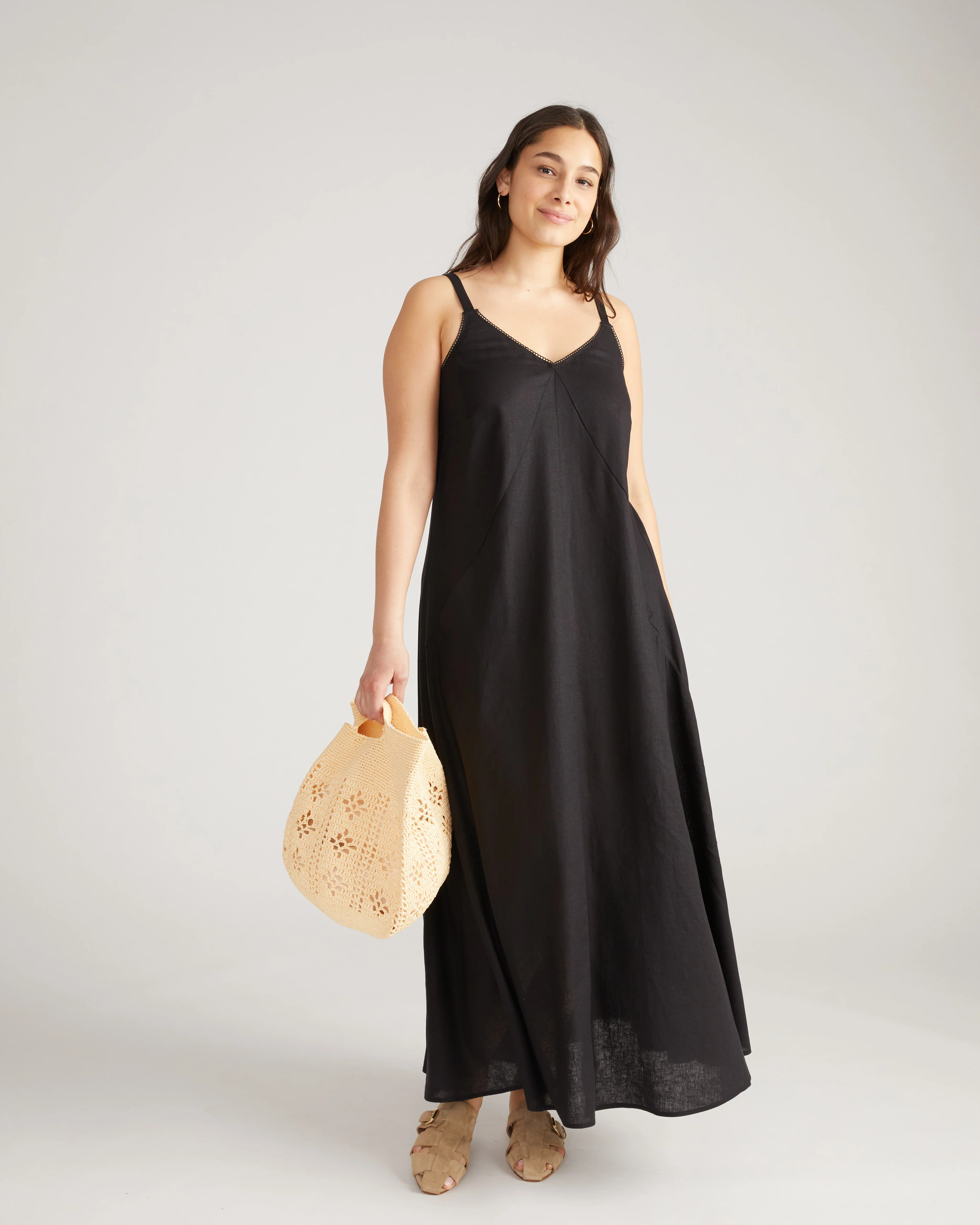 Kite Linen Dress - Black - Image 6