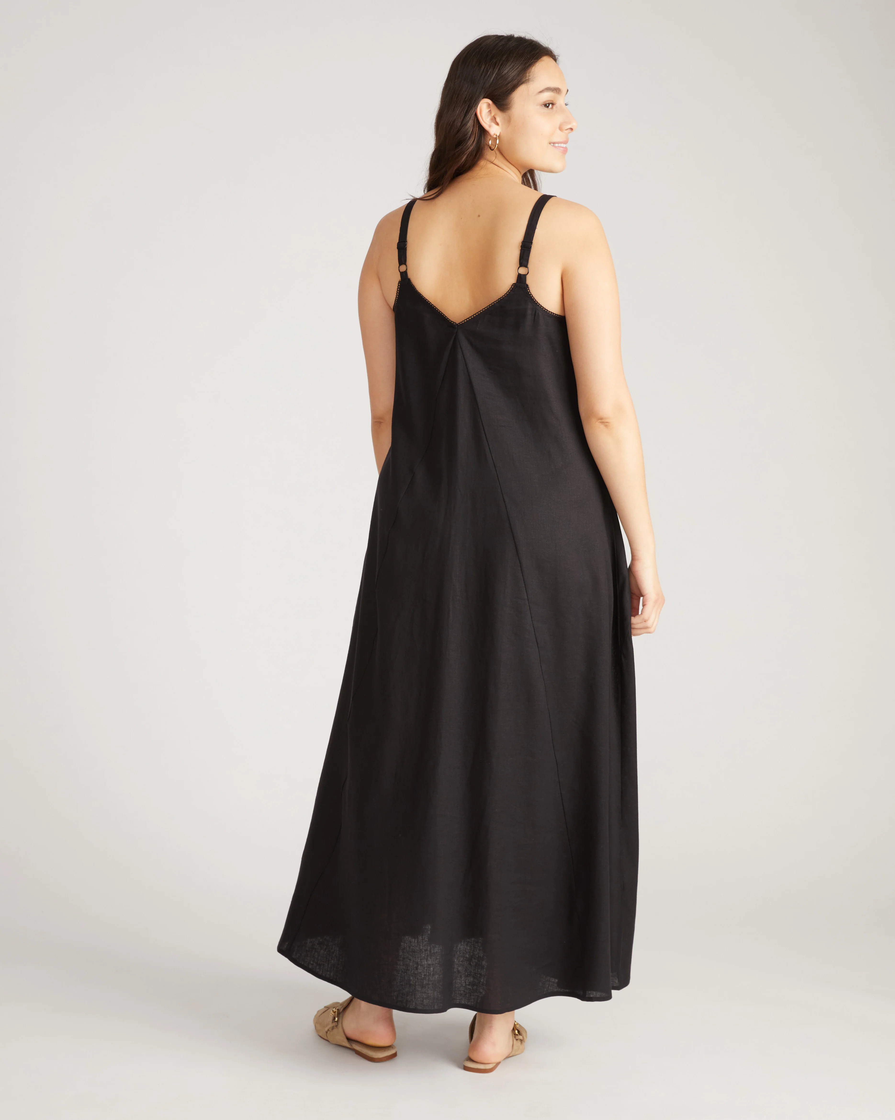Kite Linen Dress - Black - Image 7