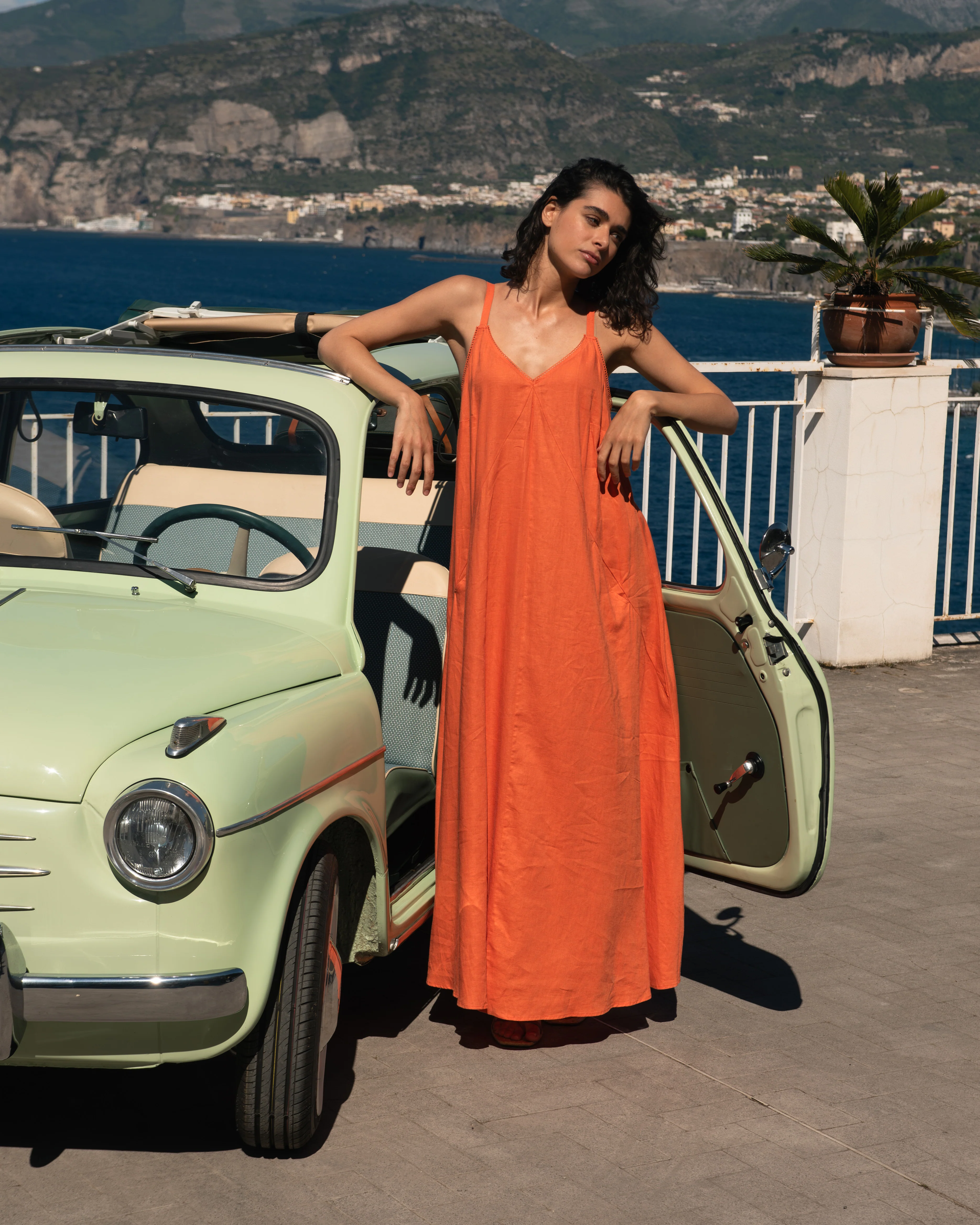 Kite Linen Dress - Italian Orange - Image 2
