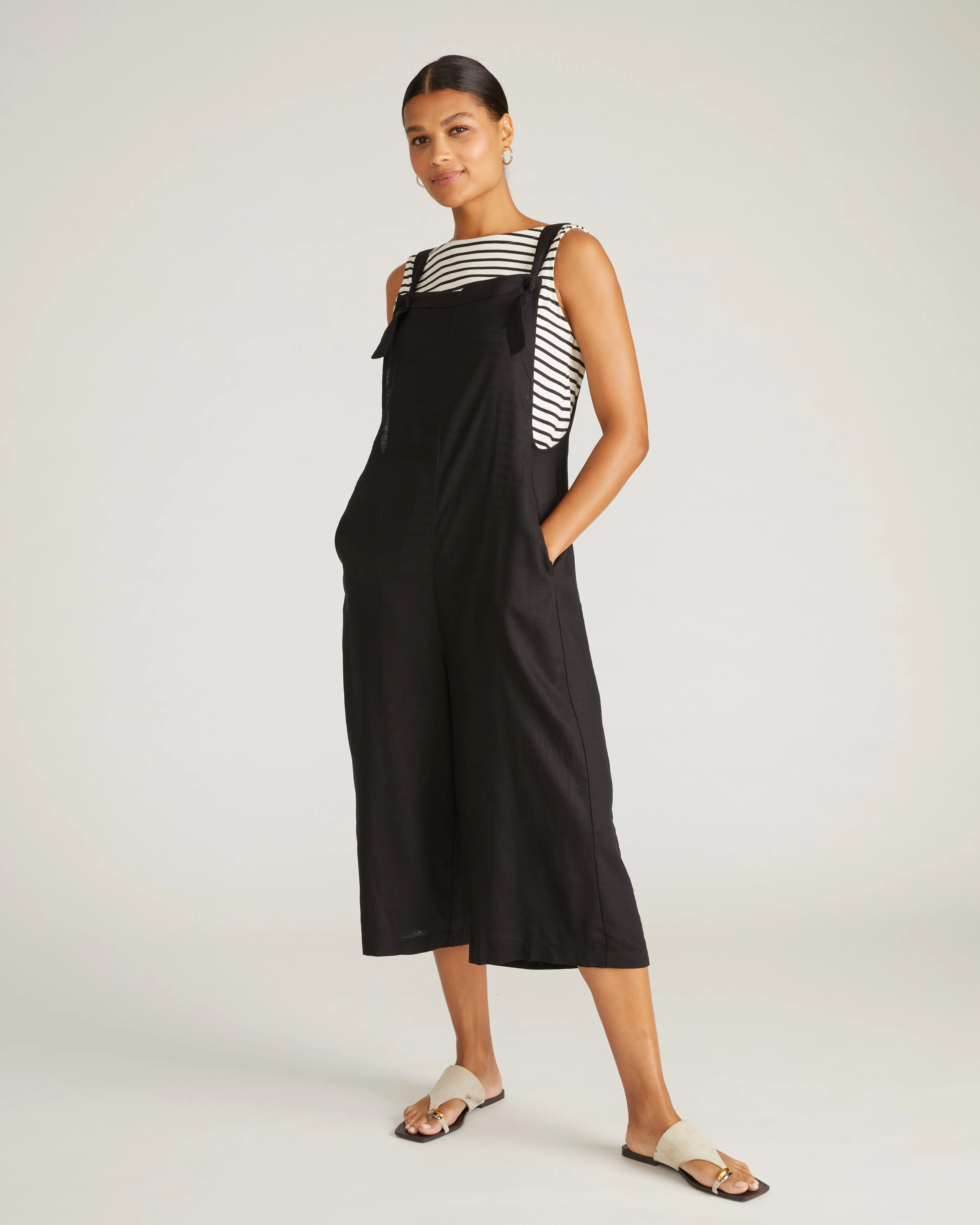 Kora Linen Overalls - Black - Image 3