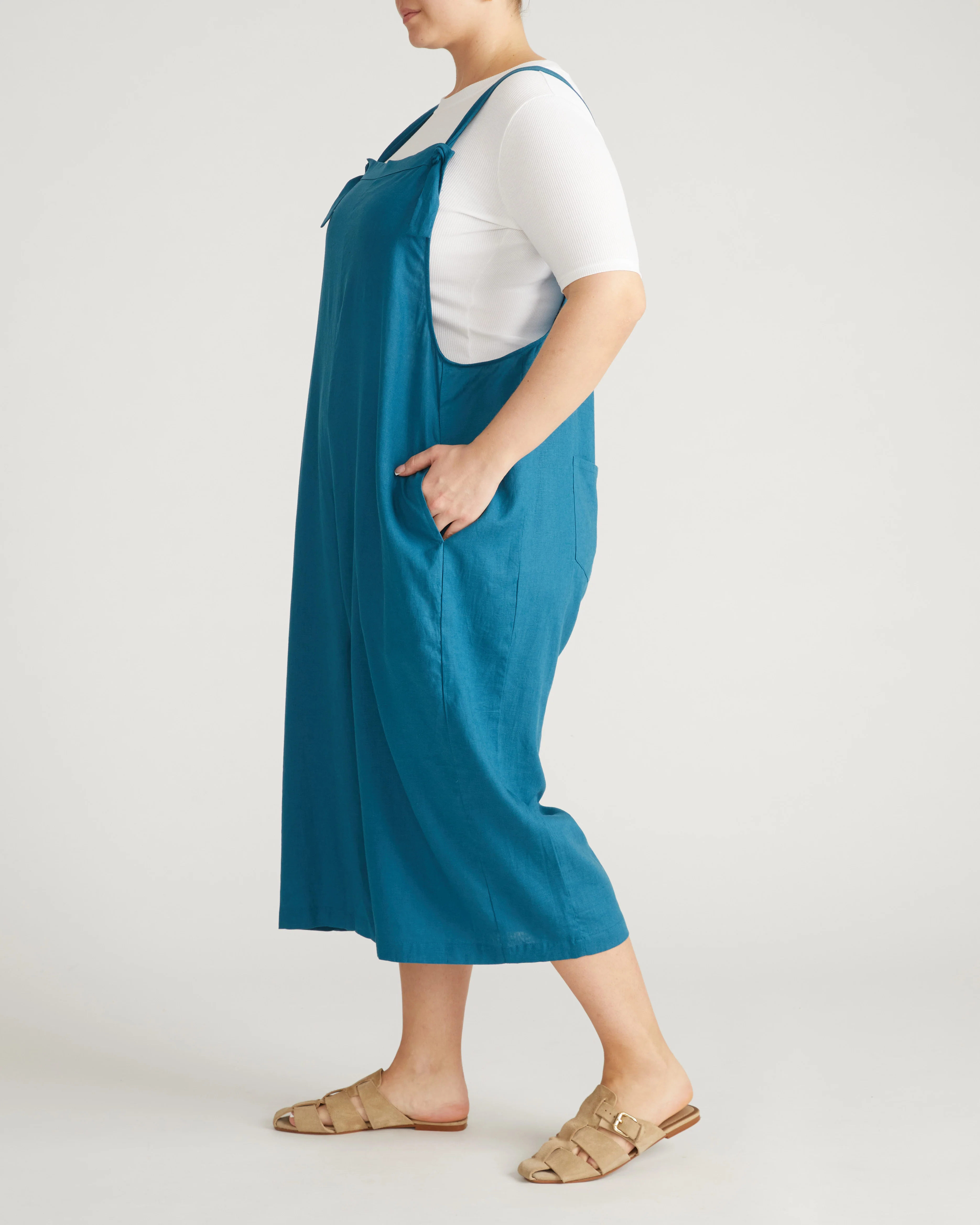 Kora Linen Overalls - Ink Blue - Image 3