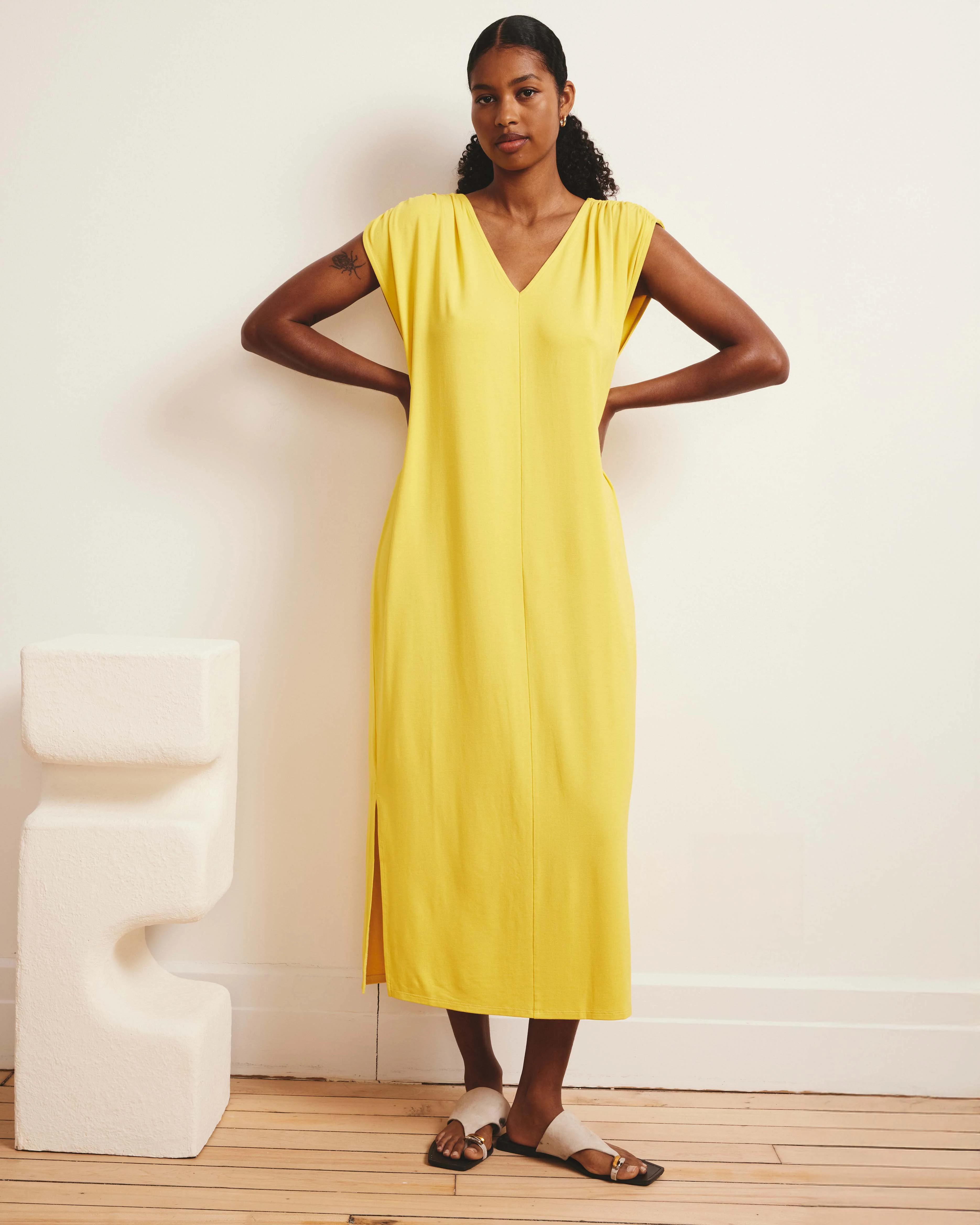 Kris Divine Jersey Kaftan - Yellow - Image 2